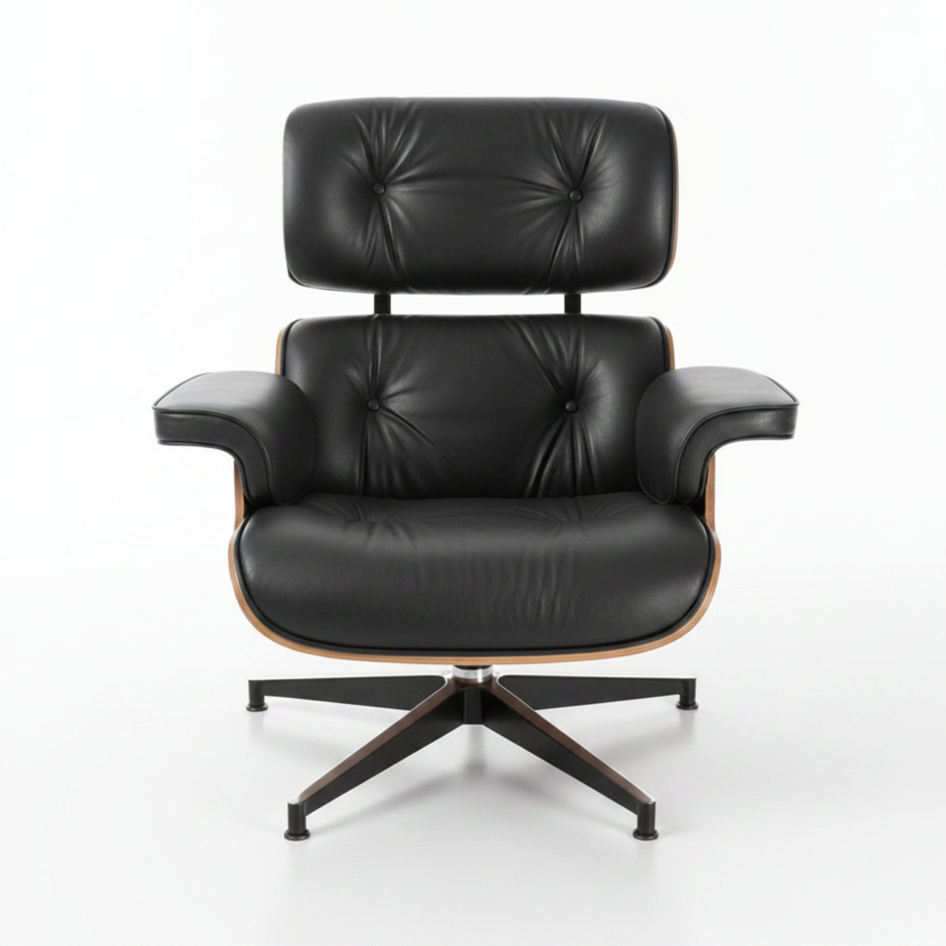 Charles Eames Inspired Mid-Century Iconic Lounge Chair & Ottoman – Walnut Wood & Tan Brown - Aura Furnitures