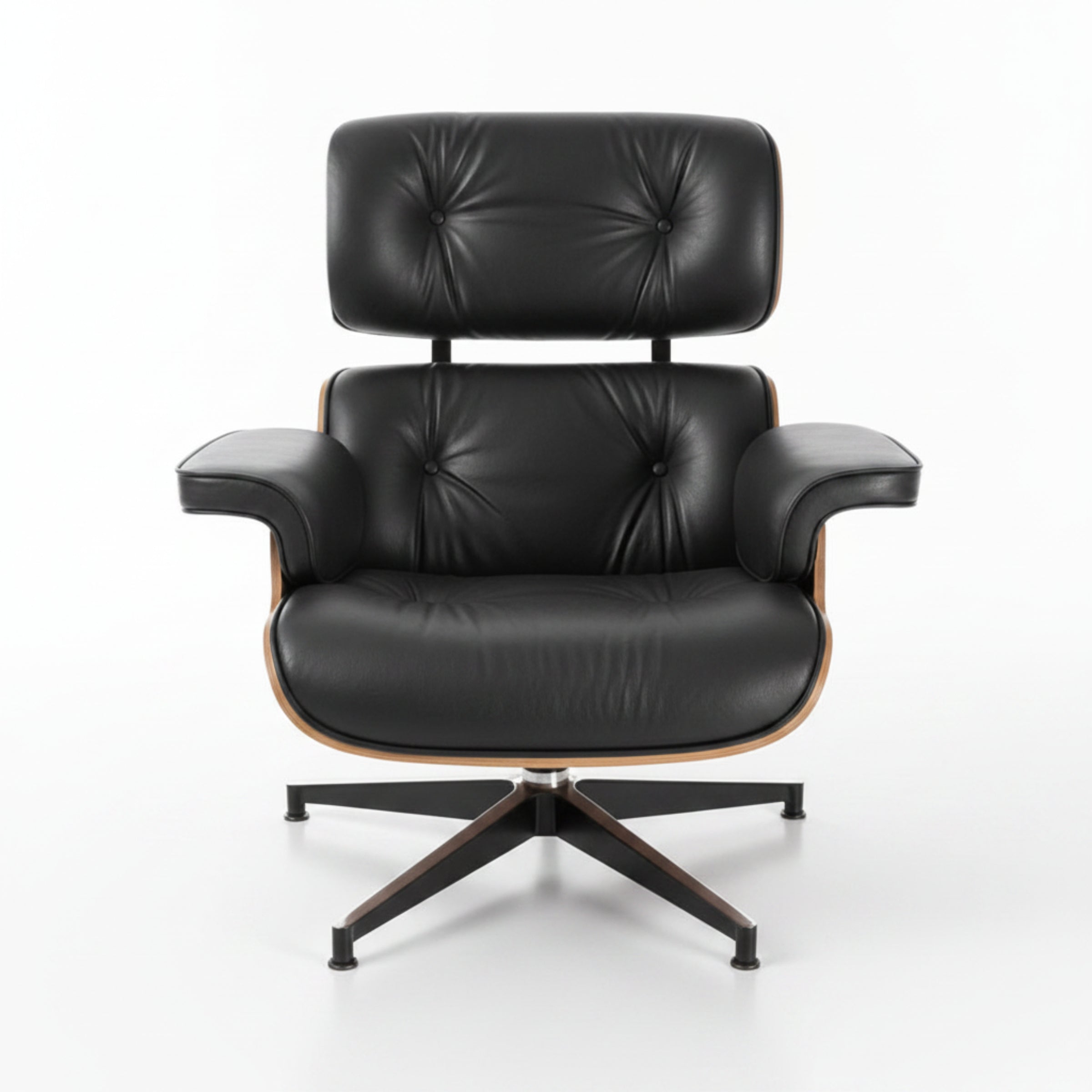 Charles Eames Inspired Mid-Century Iconic Lounge Chair & Ottoman – Walnut Wood & Tan Brown - Aura Furnitures