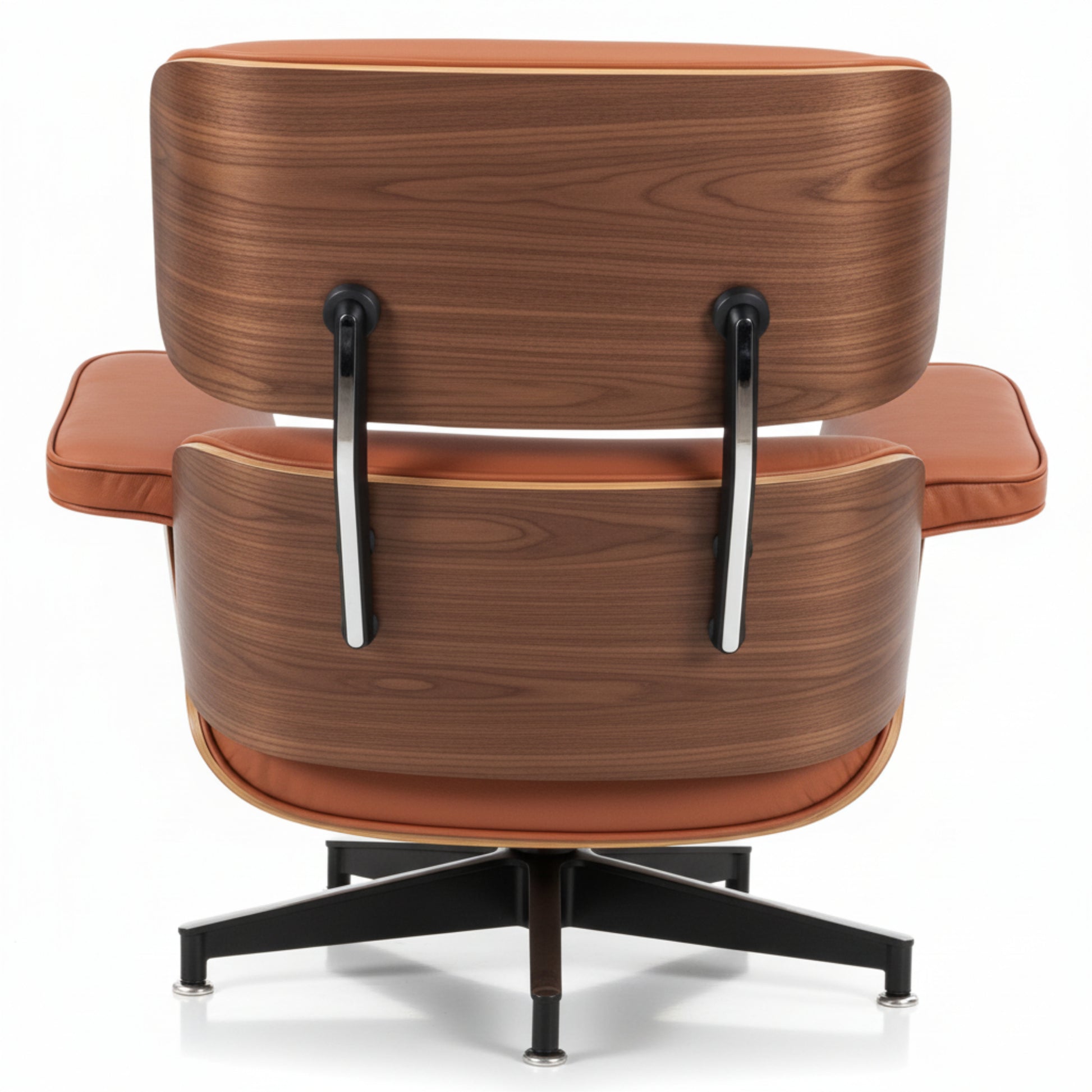 Charles Eames Inspired Mid-Century Iconic Lounge Chair & Ottoman – Walnut Wood & Tan Brown - Aura Furnitures