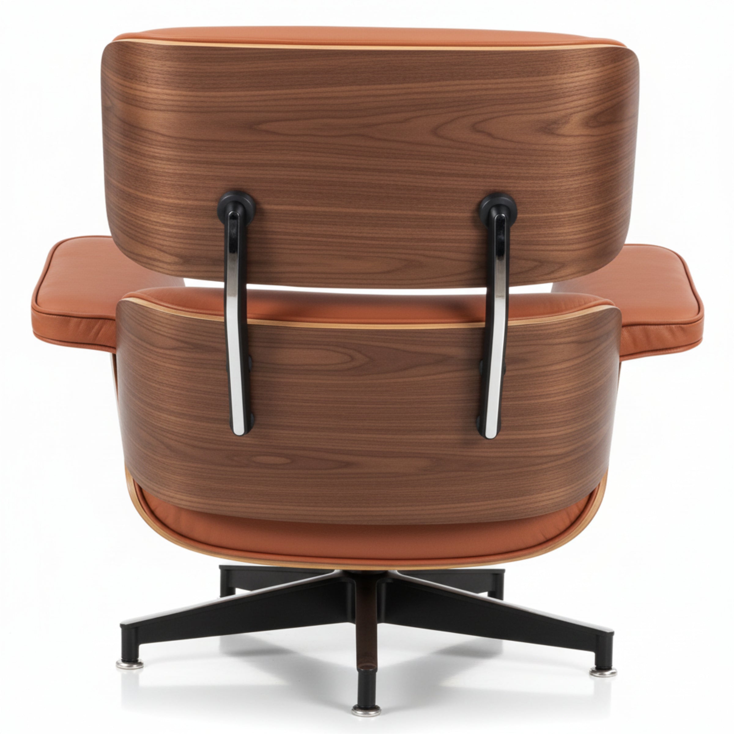 Charles Eames Inspired Mid-Century Iconic Lounge Chair & Ottoman – Walnut Wood & Tan Brown - Aura Furnitures