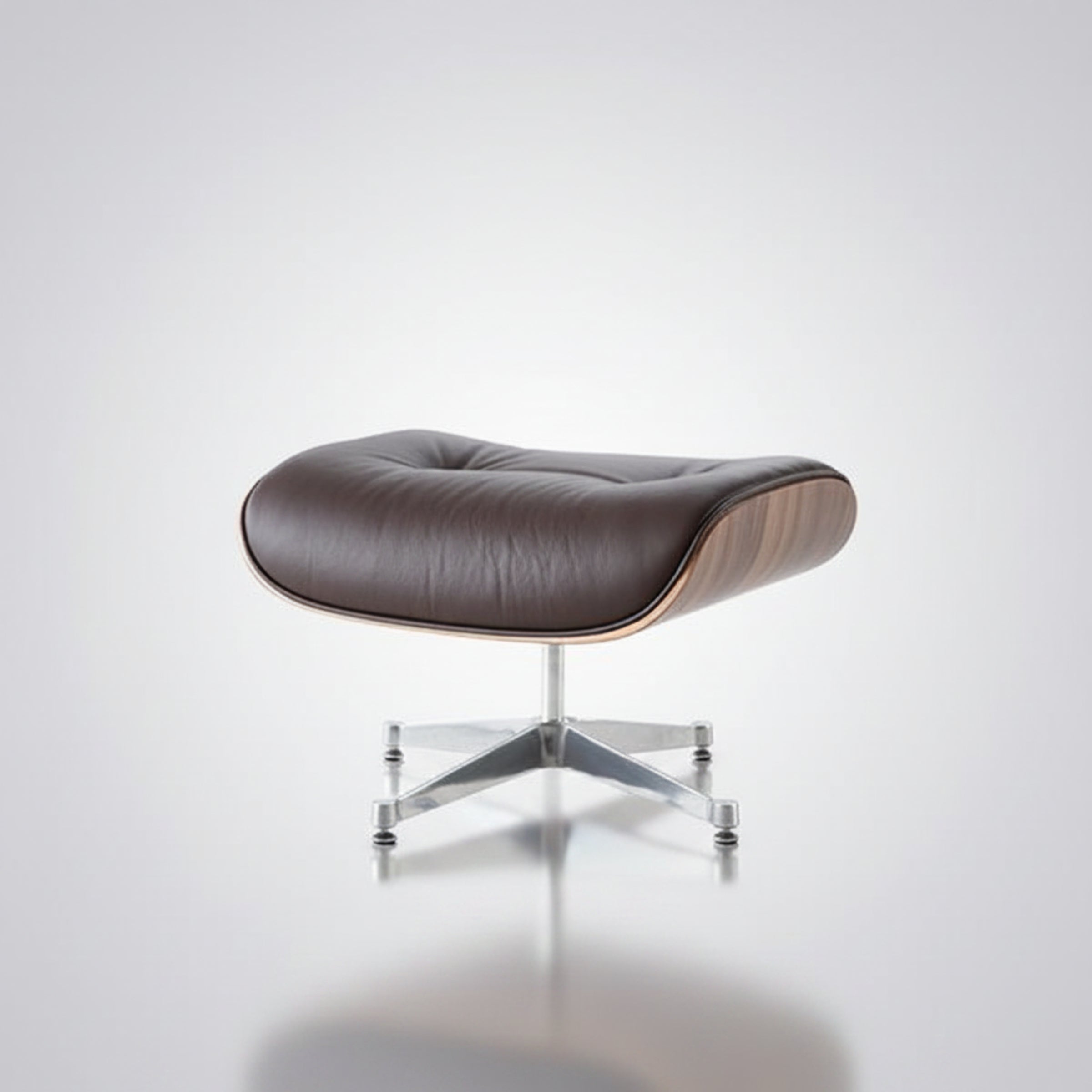 Charles Eames Inspired Mid-Century Iconic Lounge Chair & Ottoman – Walnut Wood & Tan Brown - Aura Furnitures