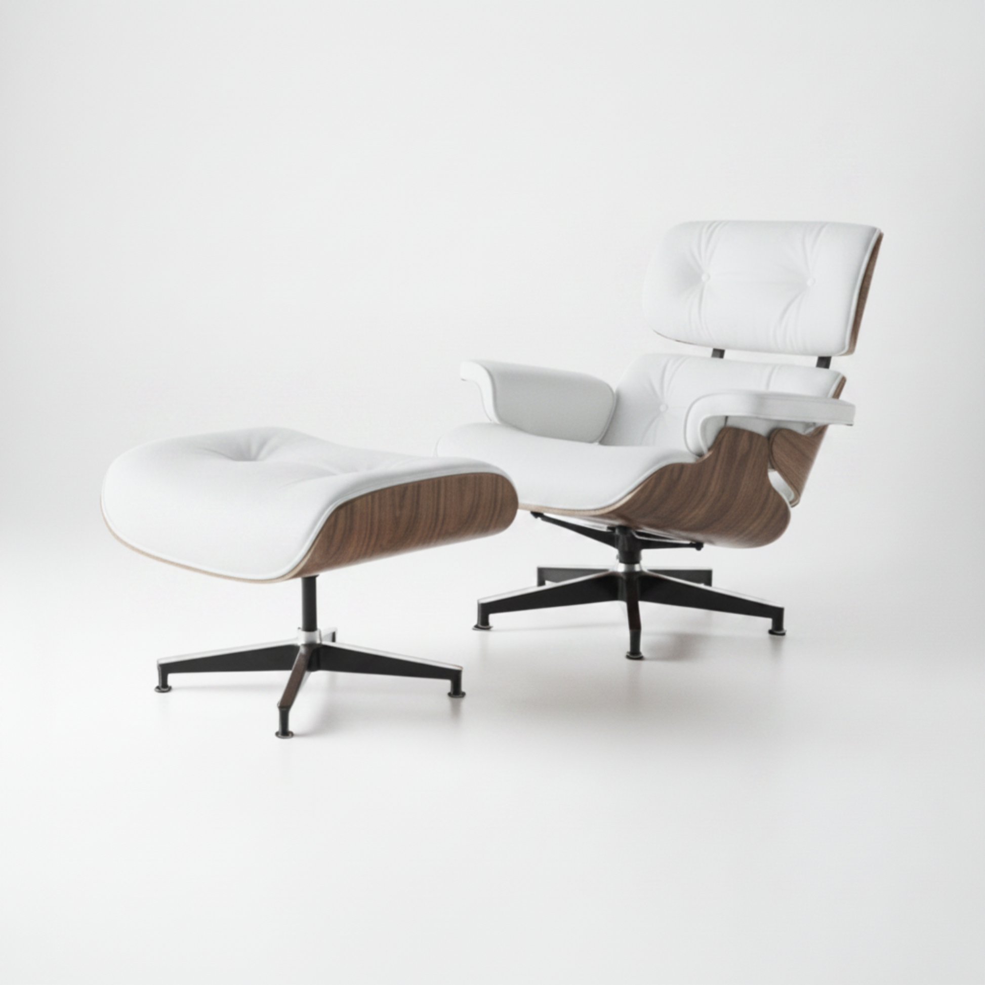 Charles Eames Inspired Mid-Century Iconic Lounge Chair & Ottoman – Walnut Wood & Tan Brown - Aura Furnitures