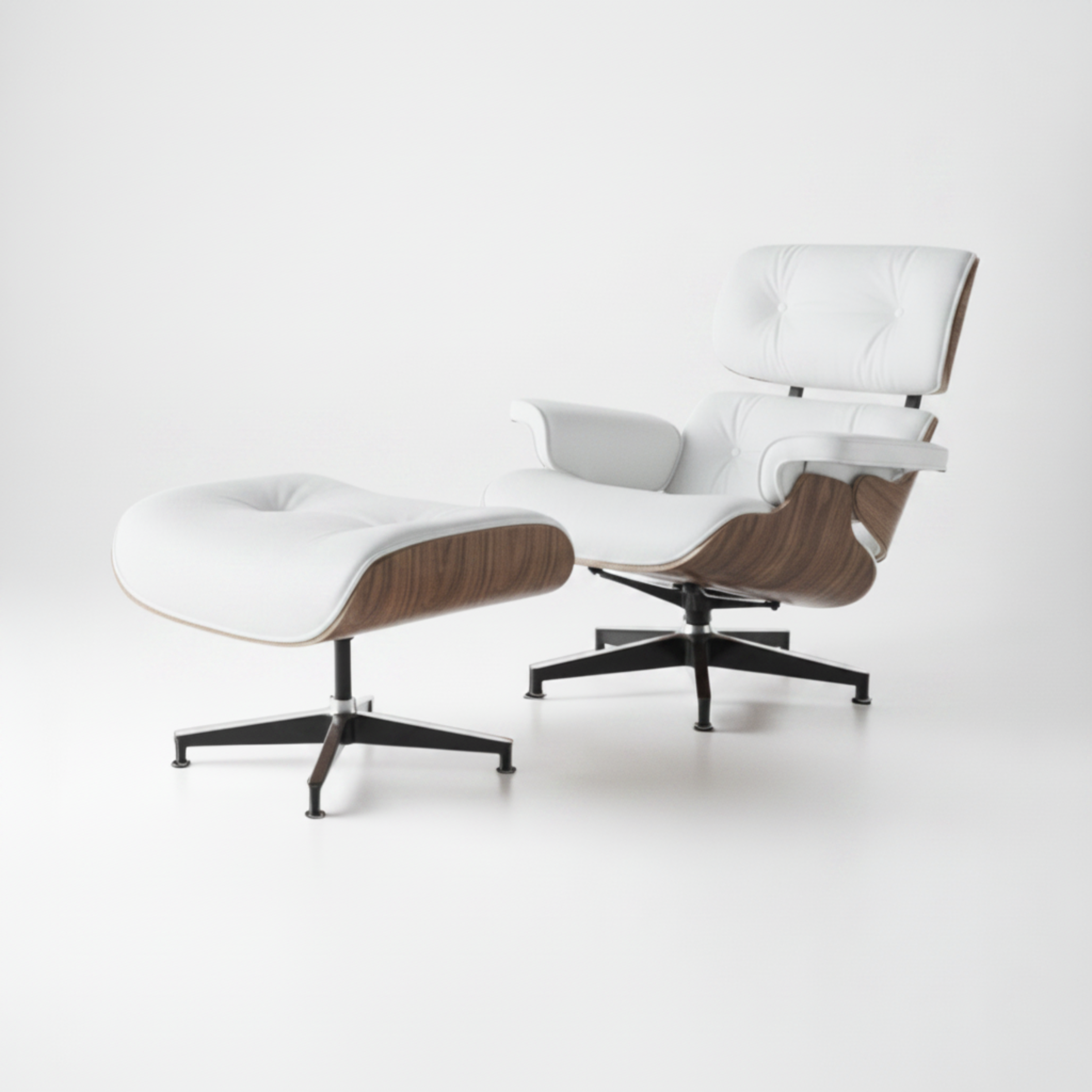 Charles Eames Inspired Mid-Century Iconic Lounge Chair & Ottoman – Walnut Wood & Tan Brown - Aura Furnitures