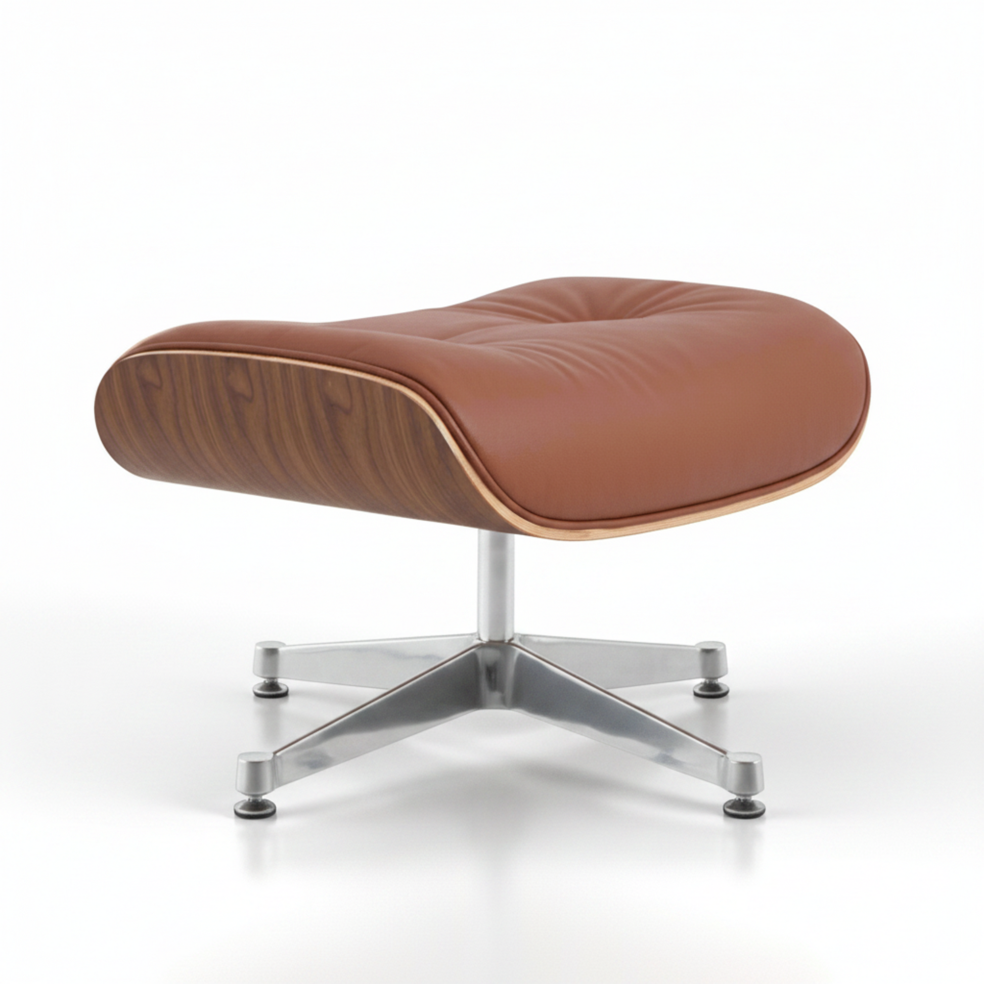 Charles Eames Inspired Mid-Century Iconic Lounge Chair & Ottoman – Walnut Wood & Tan Brown - Aura Furnitures