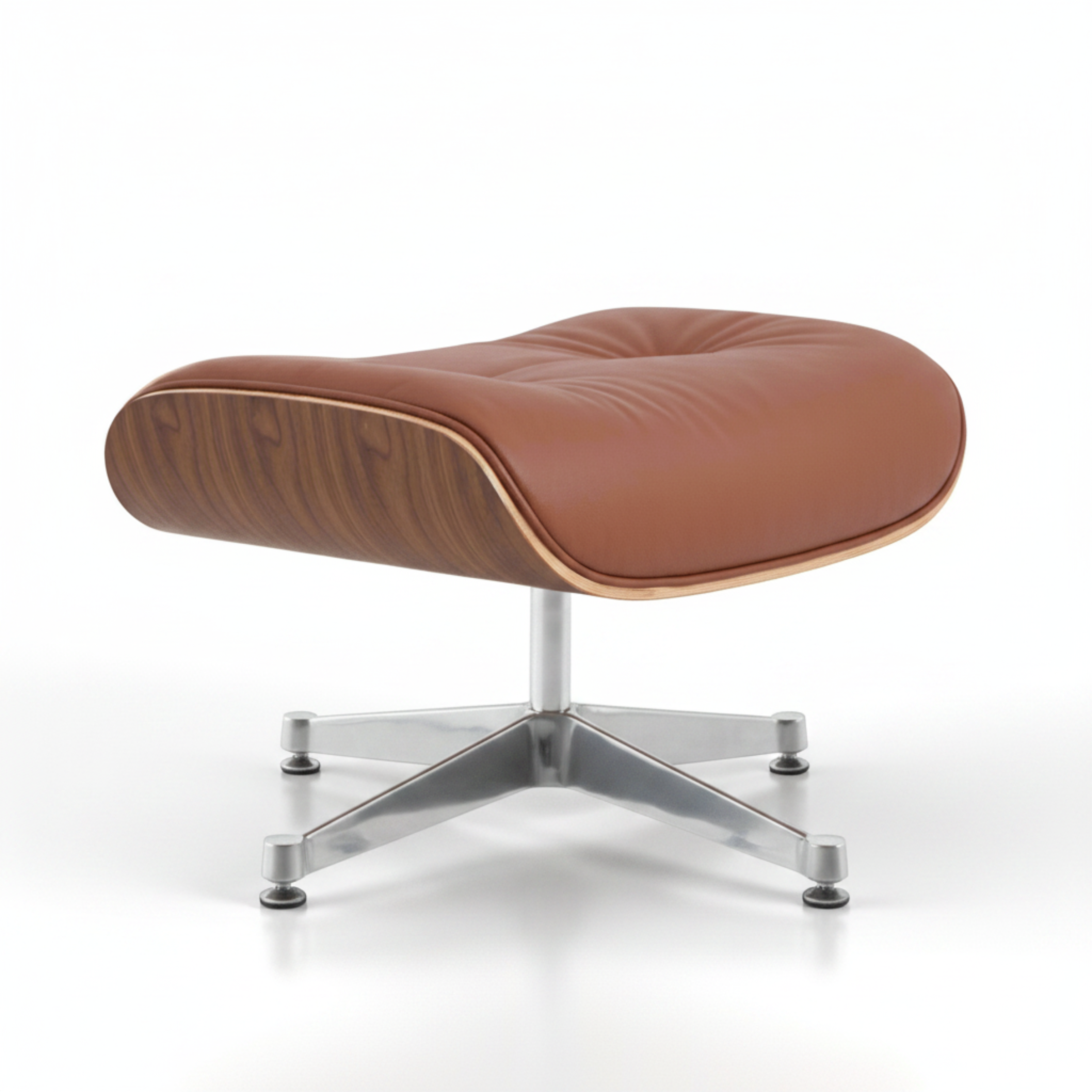 Charles Eames Inspired Mid-Century Iconic Lounge Chair & Ottoman – Walnut Wood & Tan Brown - Aura Furnitures