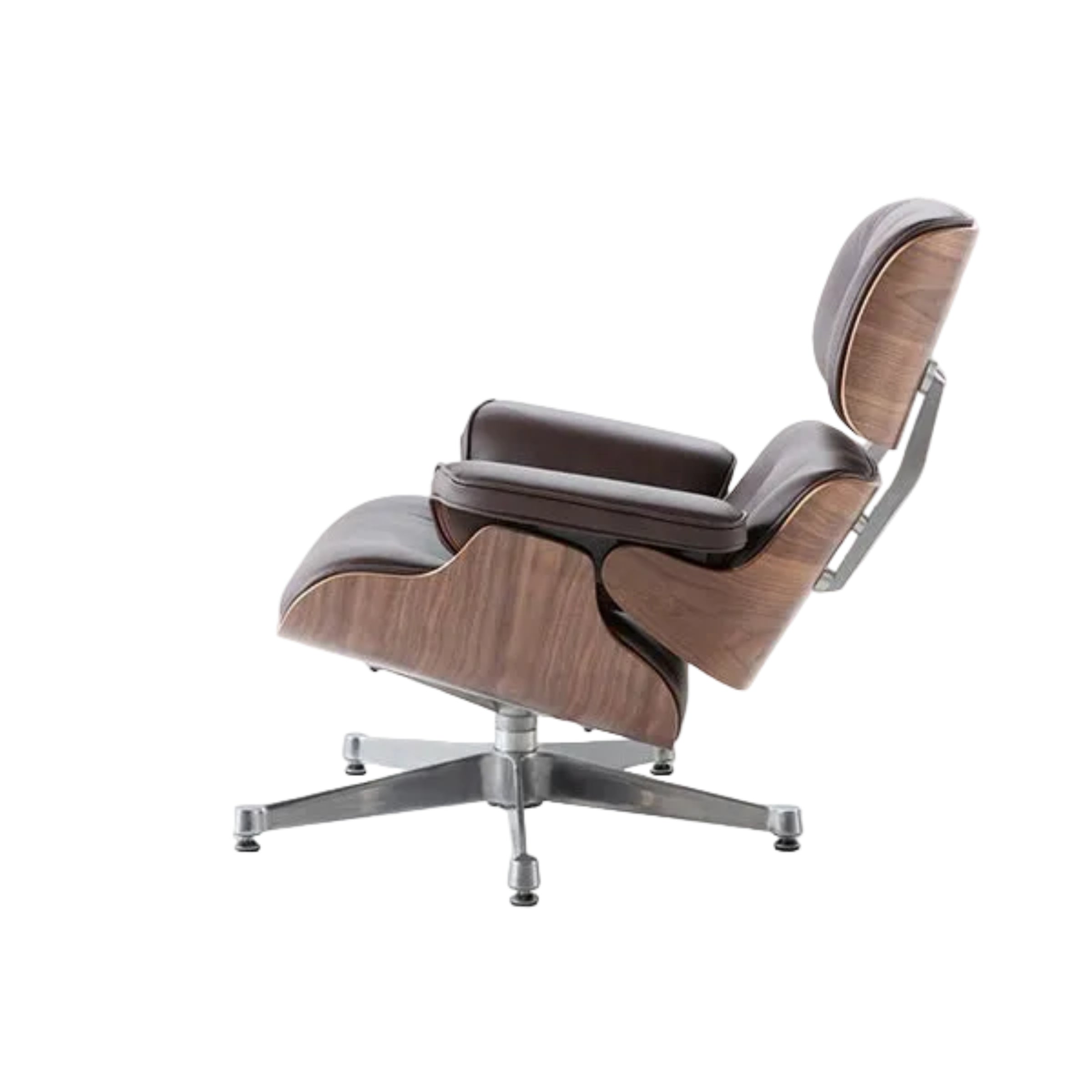 Charles Eames Inspired Mid-Century Iconic Lounge Chair & Ottoman - Walnut Wood & White - Aura Furnitures
