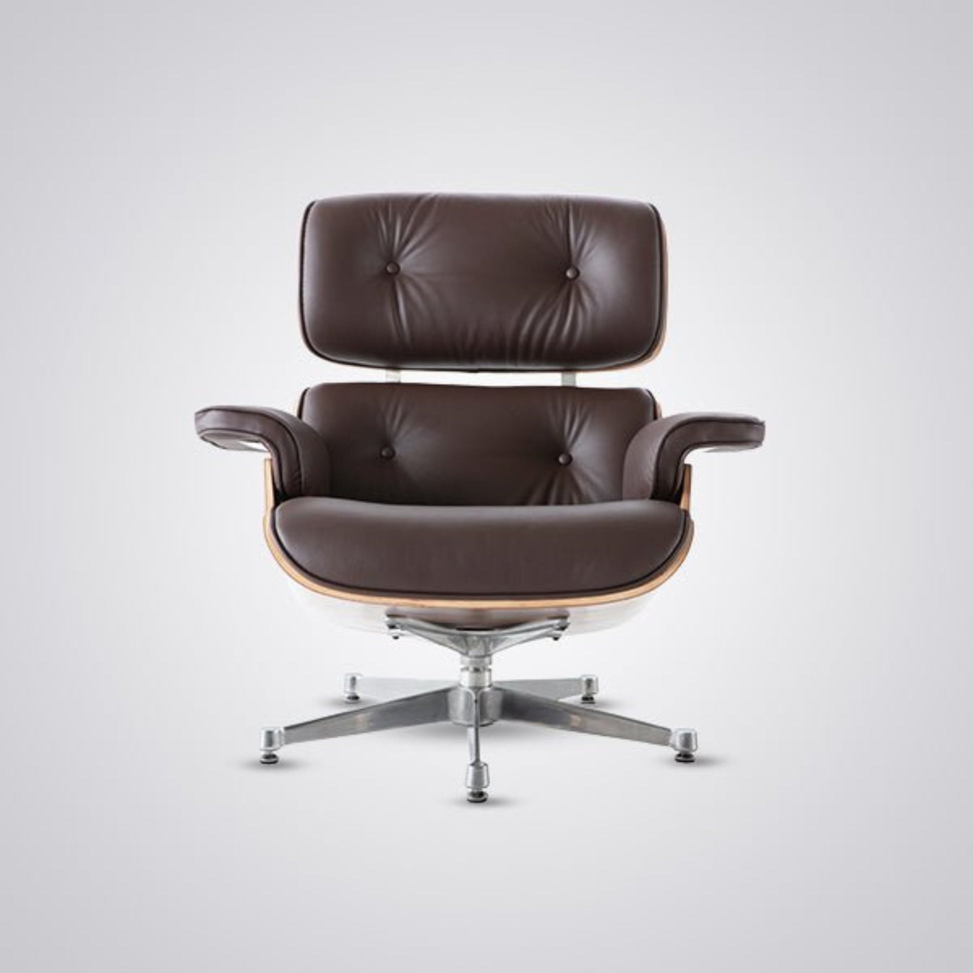 Charles Eames Inspired Mid-Century Iconic Lounge Chair & Ottoman - Walnut Wood & White - Aura Furnitures