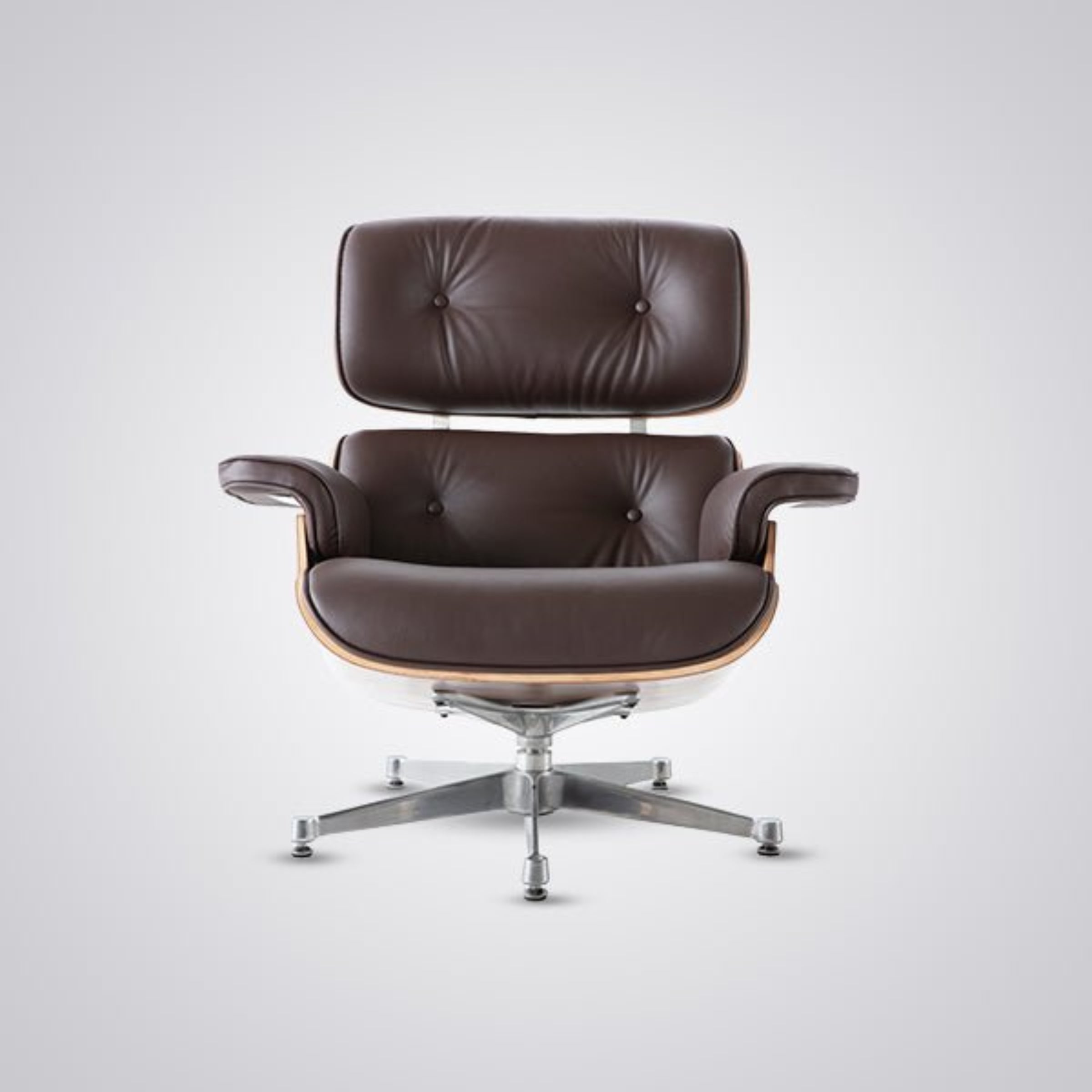 Charles Eames Inspired Mid-Century Iconic Lounge Chair & Ottoman - Walnut Wood & White - Aura Furnitures