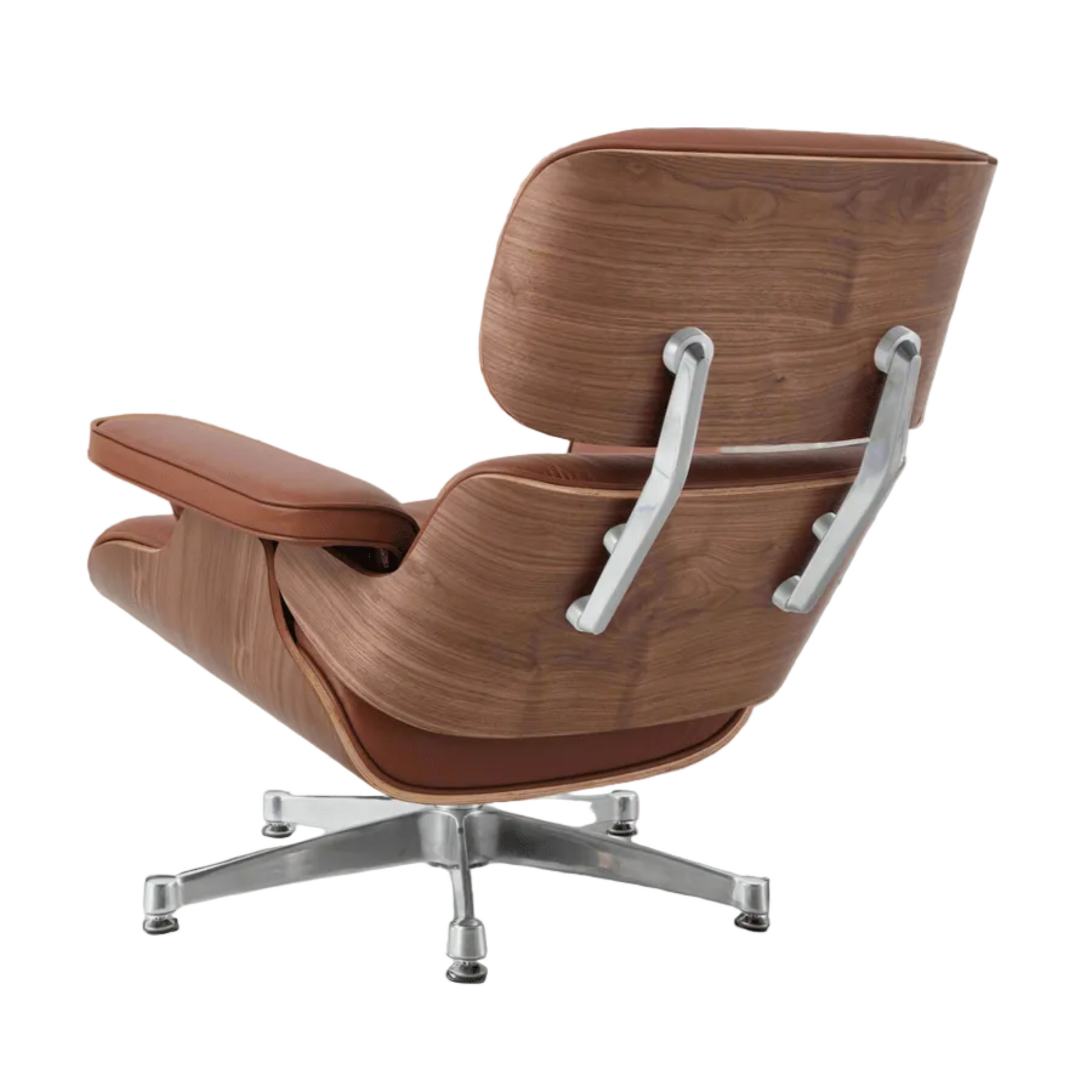 Charles Eames Inspired Mid-Century Iconic Lounge Chair & Ottoman - Walnut Wood & White - Aura Furnitures