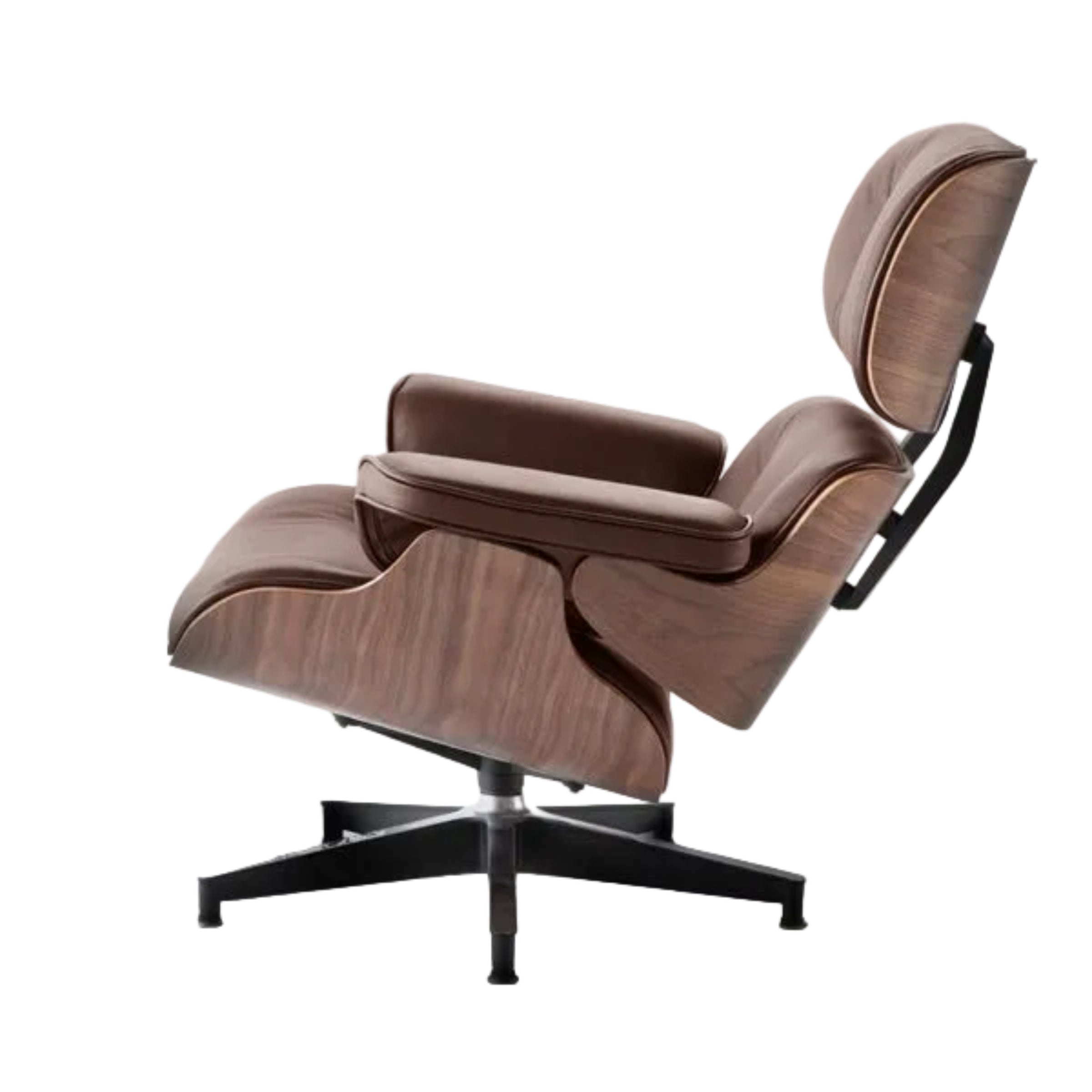Charles Eames Inspired Mid-Century Iconic Lounge Chair & Ottoman - Walnut Wood & White - Aura Furnitures