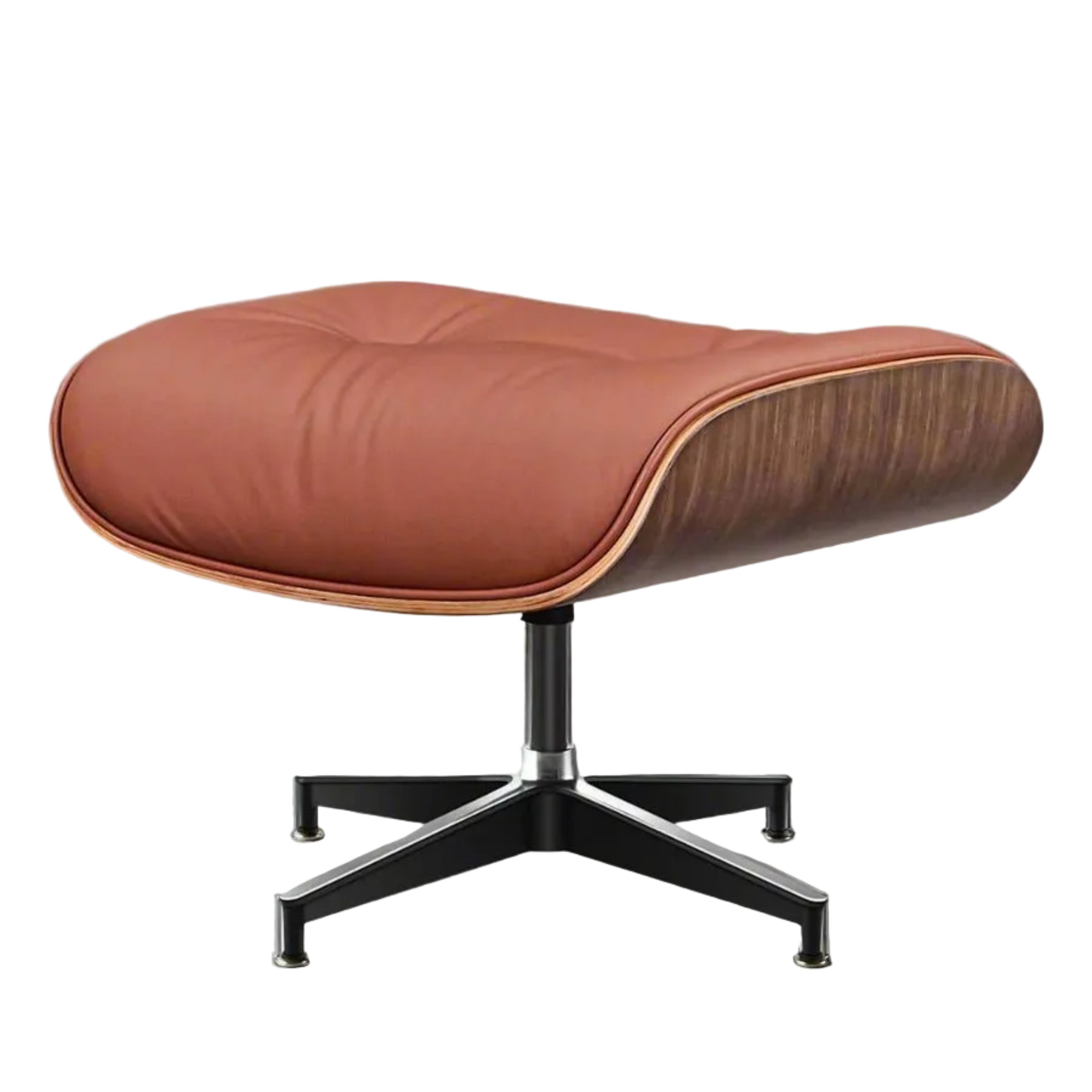 Charles Eames Inspired Mid-Century Iconic Lounge Chair & Ottoman - Walnut Wood & White - Aura Furnitures