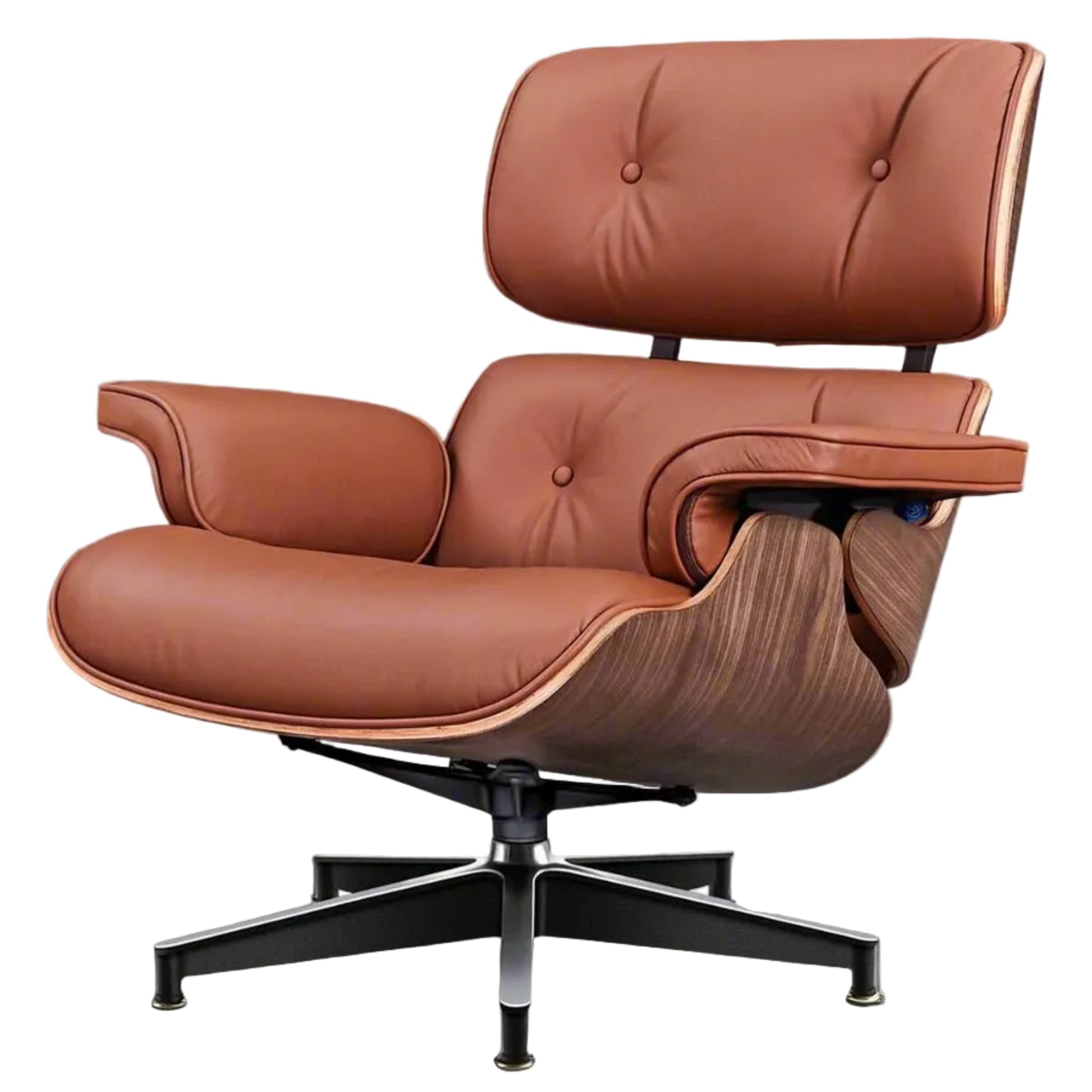 Charles Eames Inspired Mid-Century Iconic Lounge Chair & Ottoman - Walnut Wood & White - Aura Furnitures