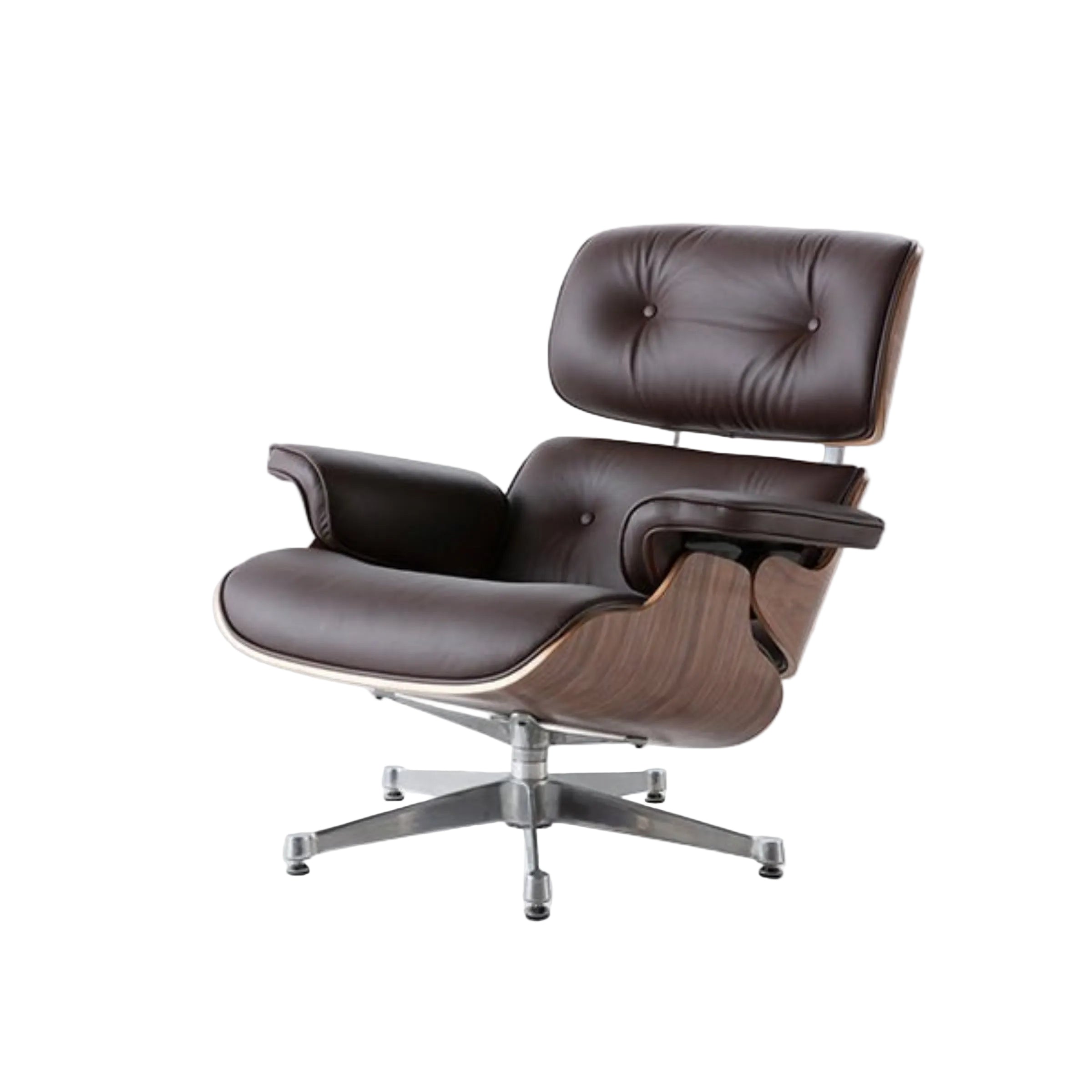 Charles Eames Inspired Mid-Century Iconic Lounge Chair & Ottoman - Walnut Wood & White - Aura Furnitures