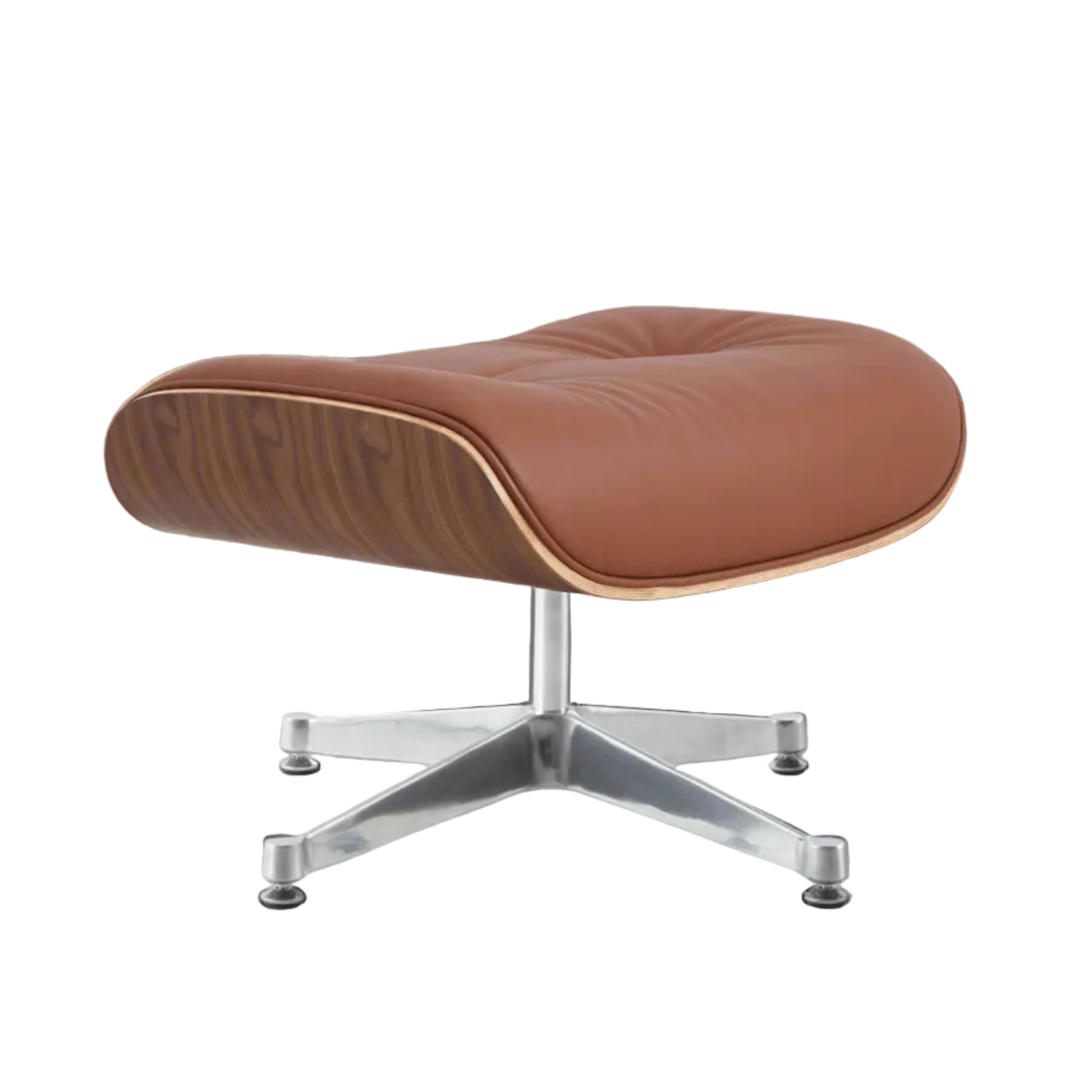 Charles Eames Inspired Mid-Century Iconic Lounge Chair & Ottoman - Walnut Wood & White - Aura Furnitures