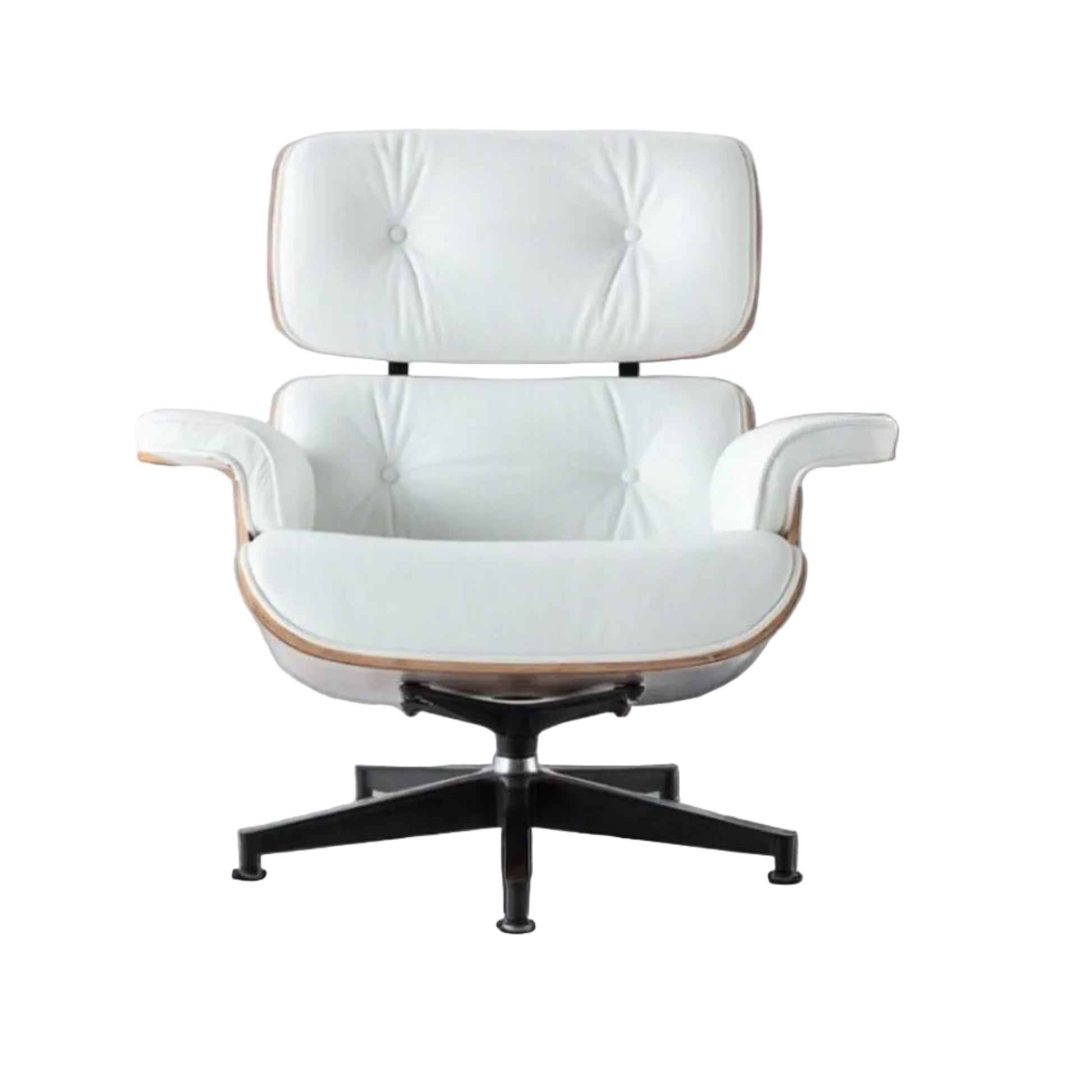 Charles Eames Inspired Mid-Century Iconic Lounge Chair & Ottoman - Walnut Wood & White - Aura Furnitures