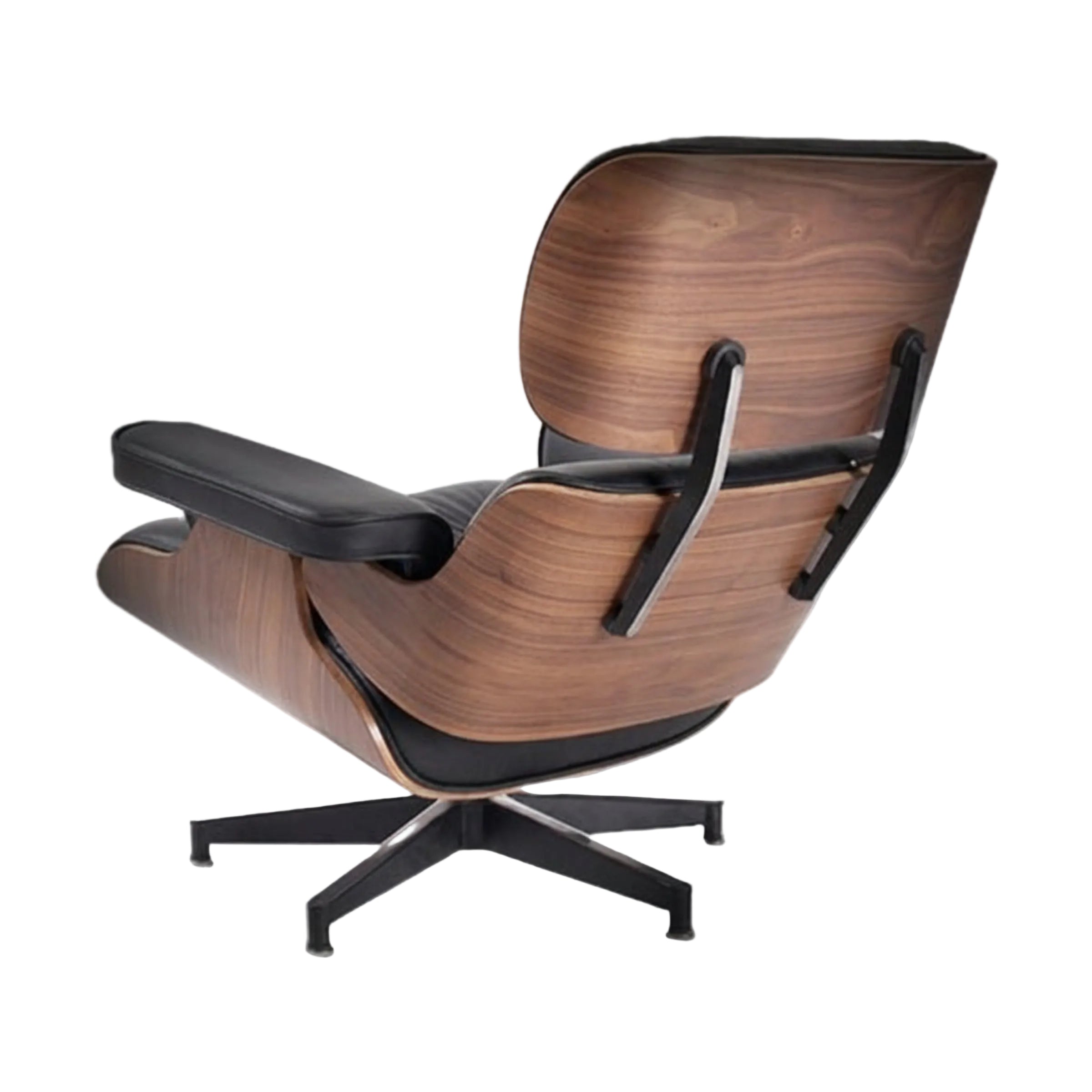 Charles Eames Inspired Mid-Century Iconic Lounge Chair & Ottoman - Walnut Wood & White - Aura Furnitures