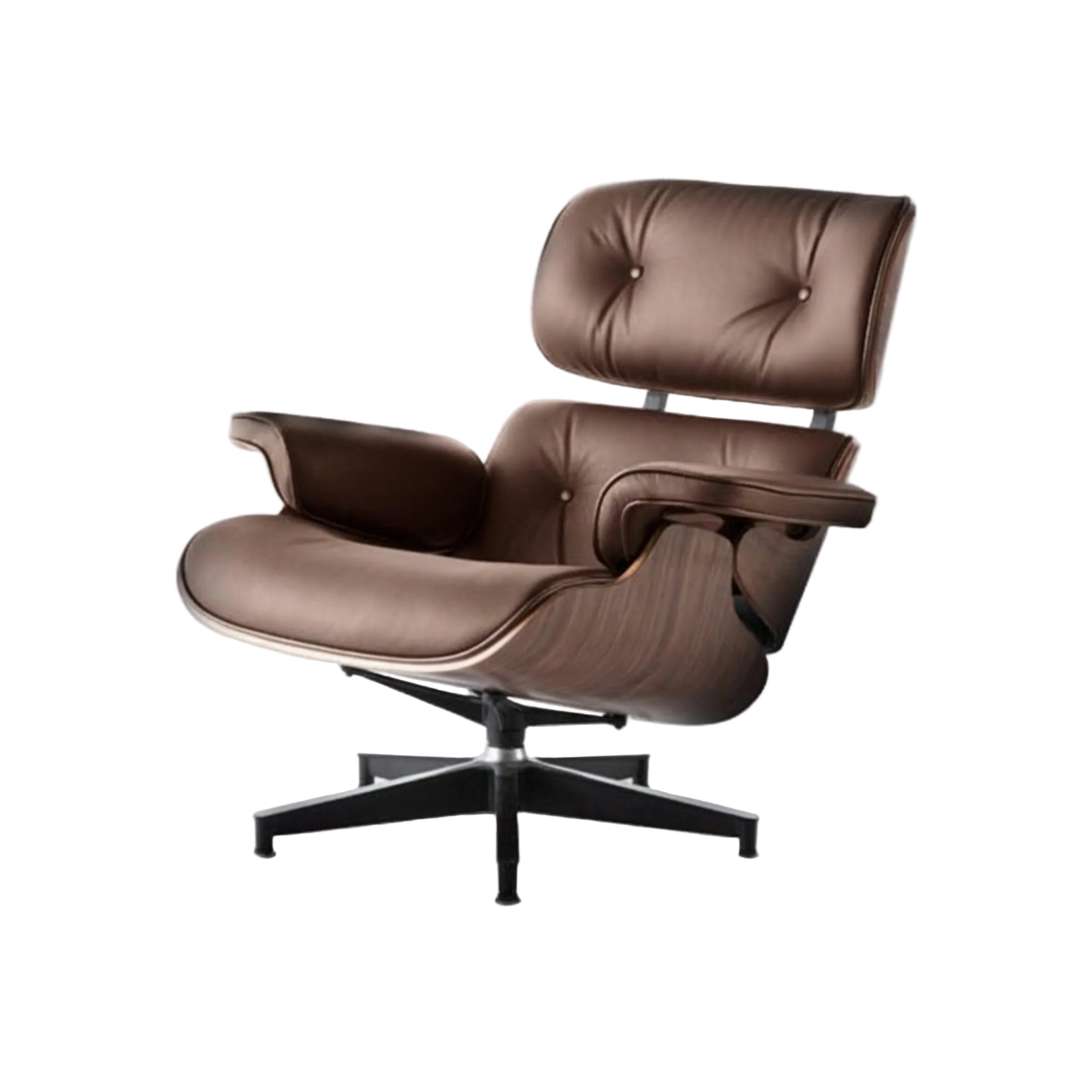 Charles Eames Inspired Mid-Century Iconic Lounge Chair & Ottoman - Walnut Wood & White - Aura Furnitures