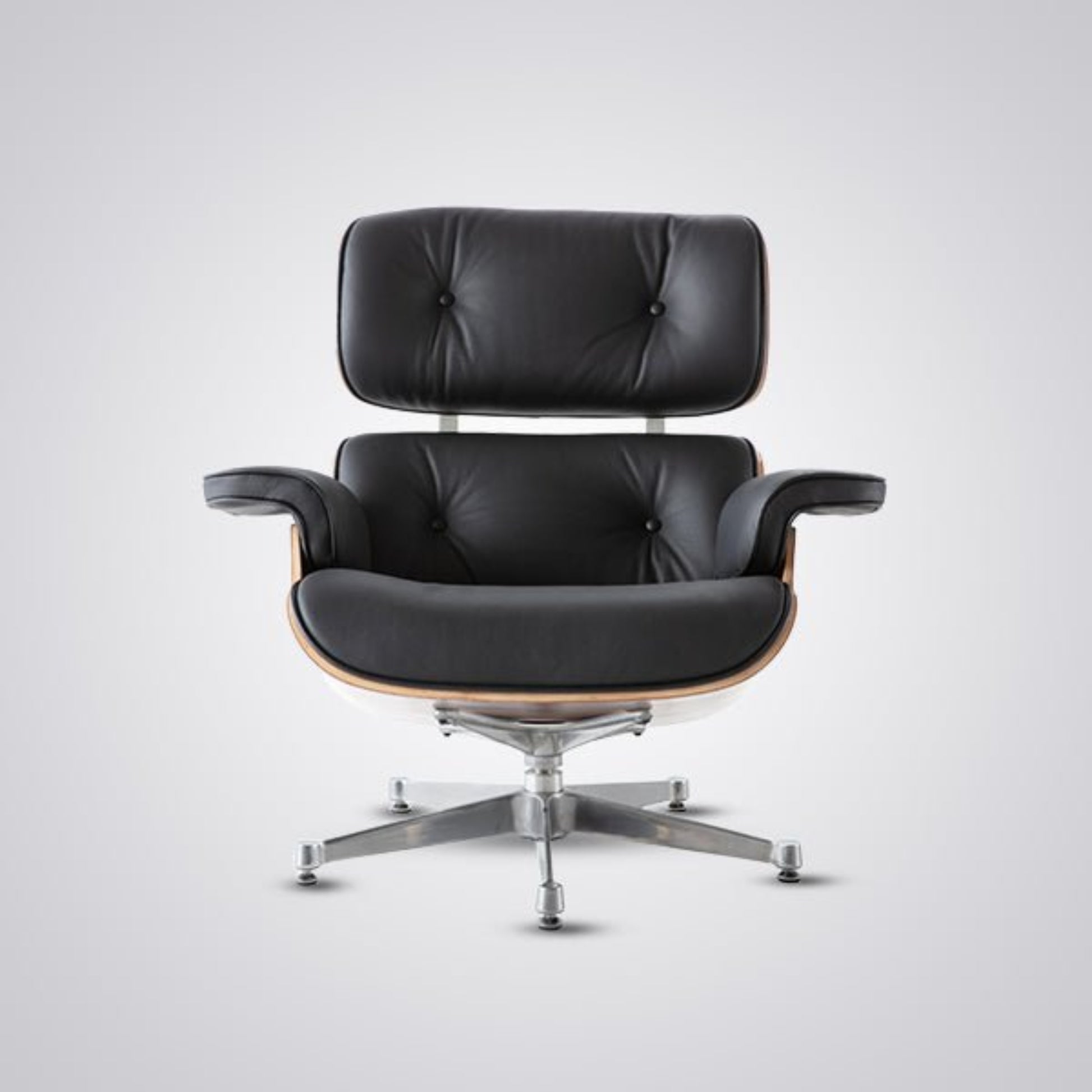 Charles Eames Inspired Mid-Century Iconic Lounge Chair & Ottoman - Walnut Wood & White - Aura Furnitures