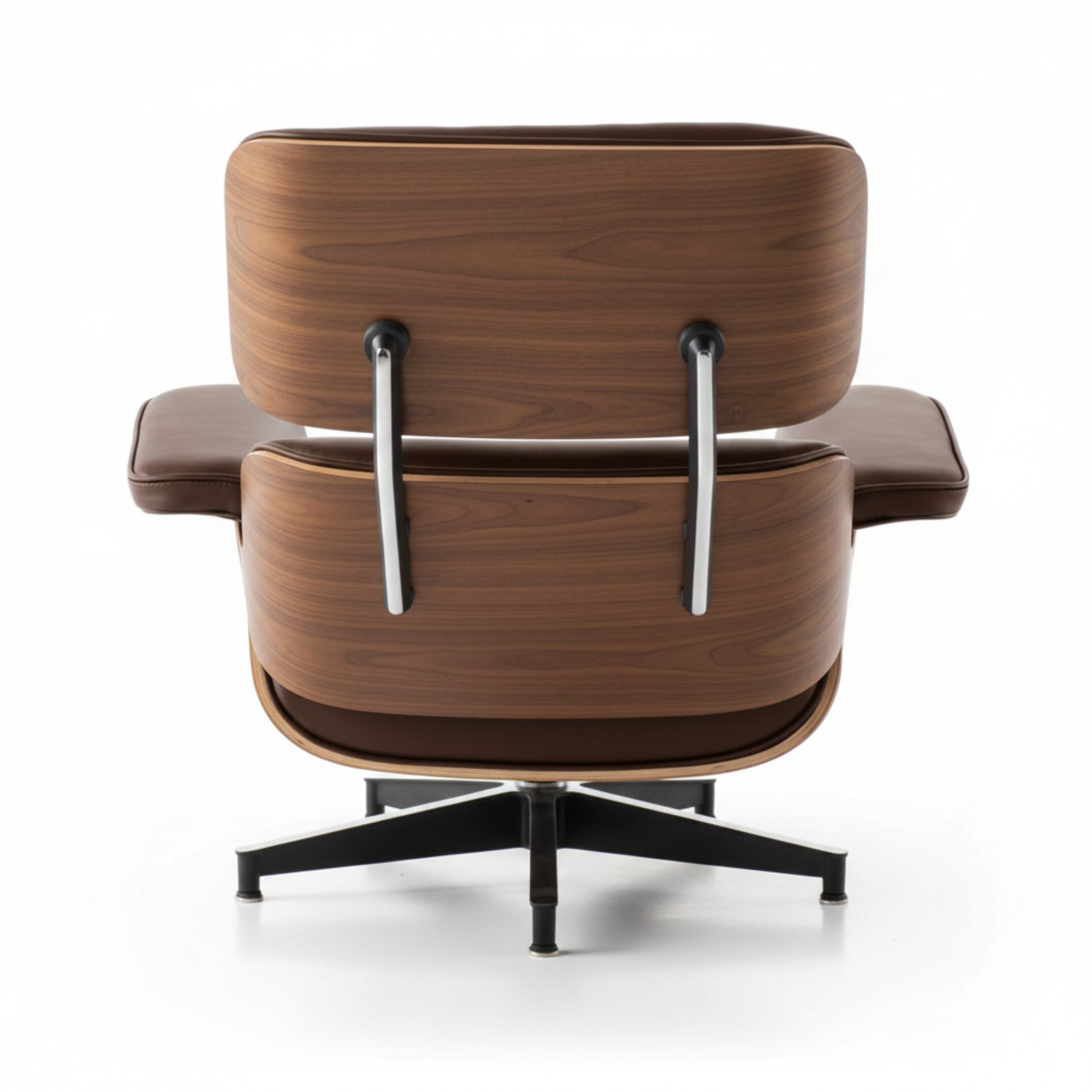 Charles Eames Inspired Mid-Century Iconic Lounge Chair & Ottoman - Walnut Wood & White - Aura Furnitures