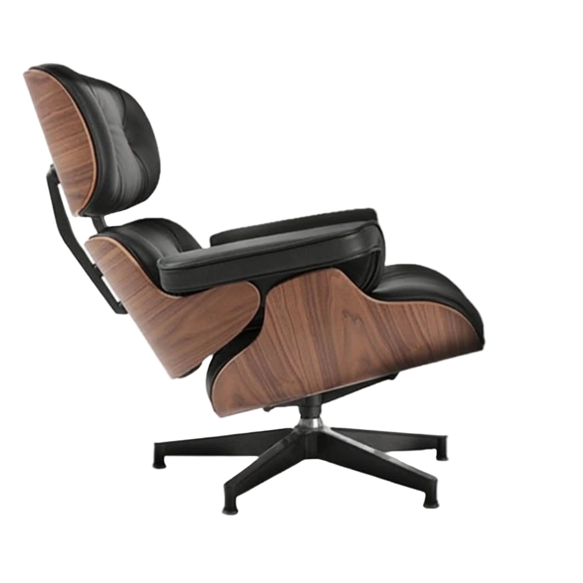 Charles Eames Inspired Mid-Century Iconic Lounge Chair & Ottoman - Walnut Wood & White - Aura Furnitures