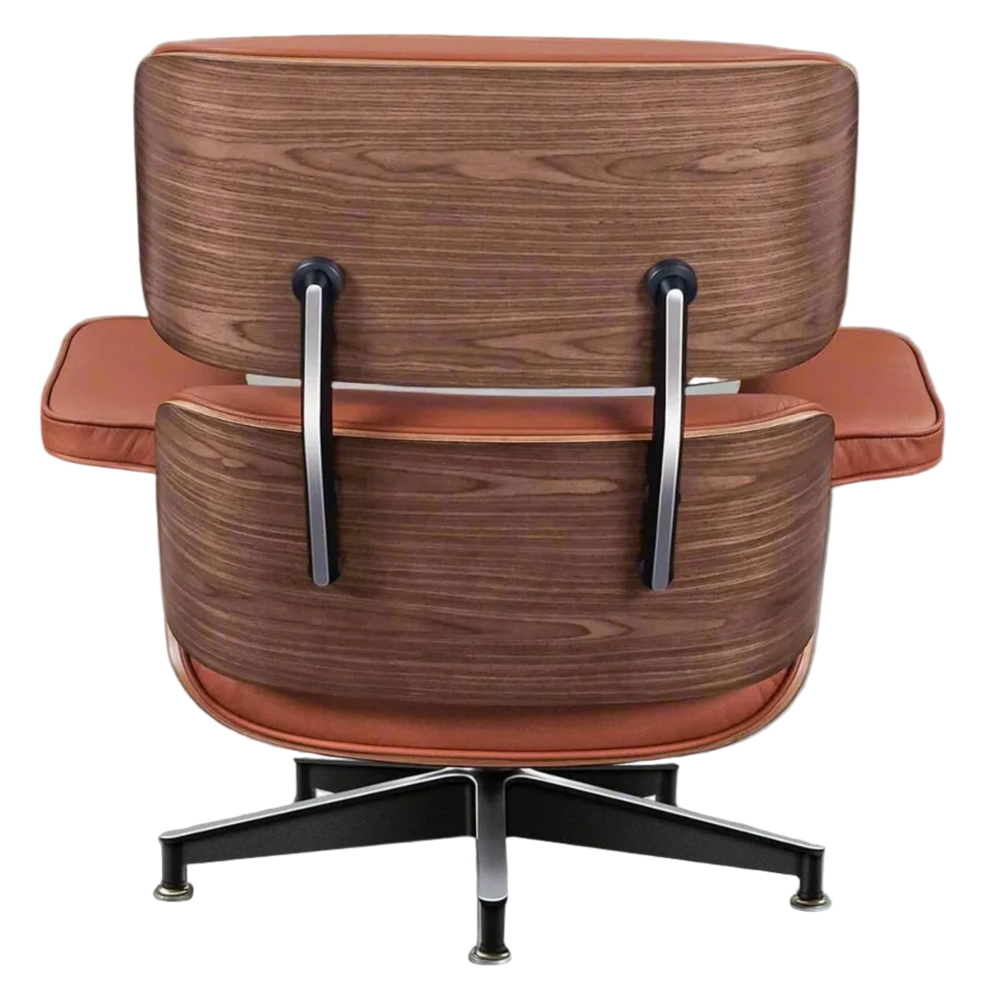 Charles Eames Inspired Mid-Century Iconic Lounge Chair & Ottoman - Walnut Wood & White - Aura Furnitures