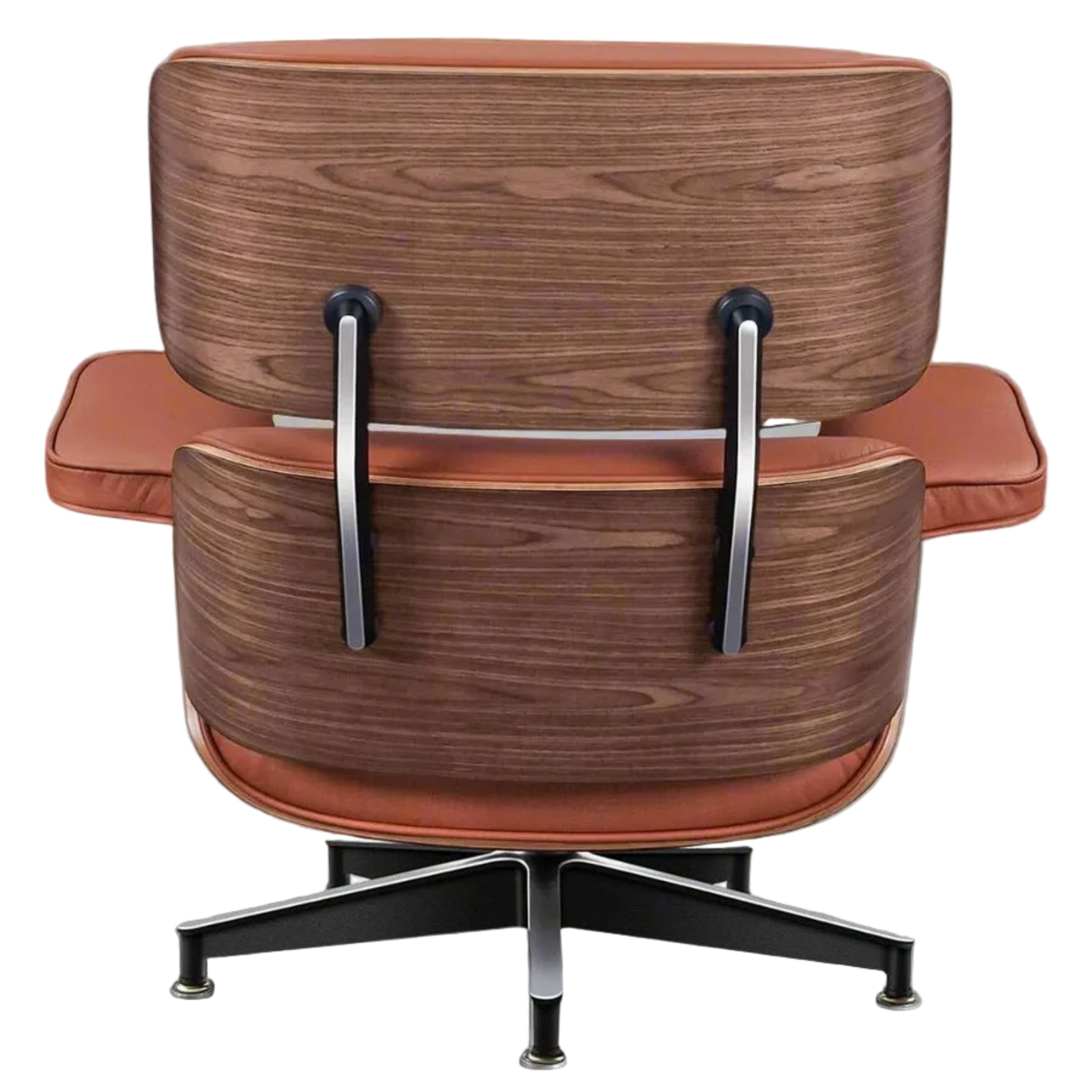 Charles Eames Inspired Mid-Century Iconic Lounge Chair & Ottoman - Walnut Wood & White - Aura Furnitures