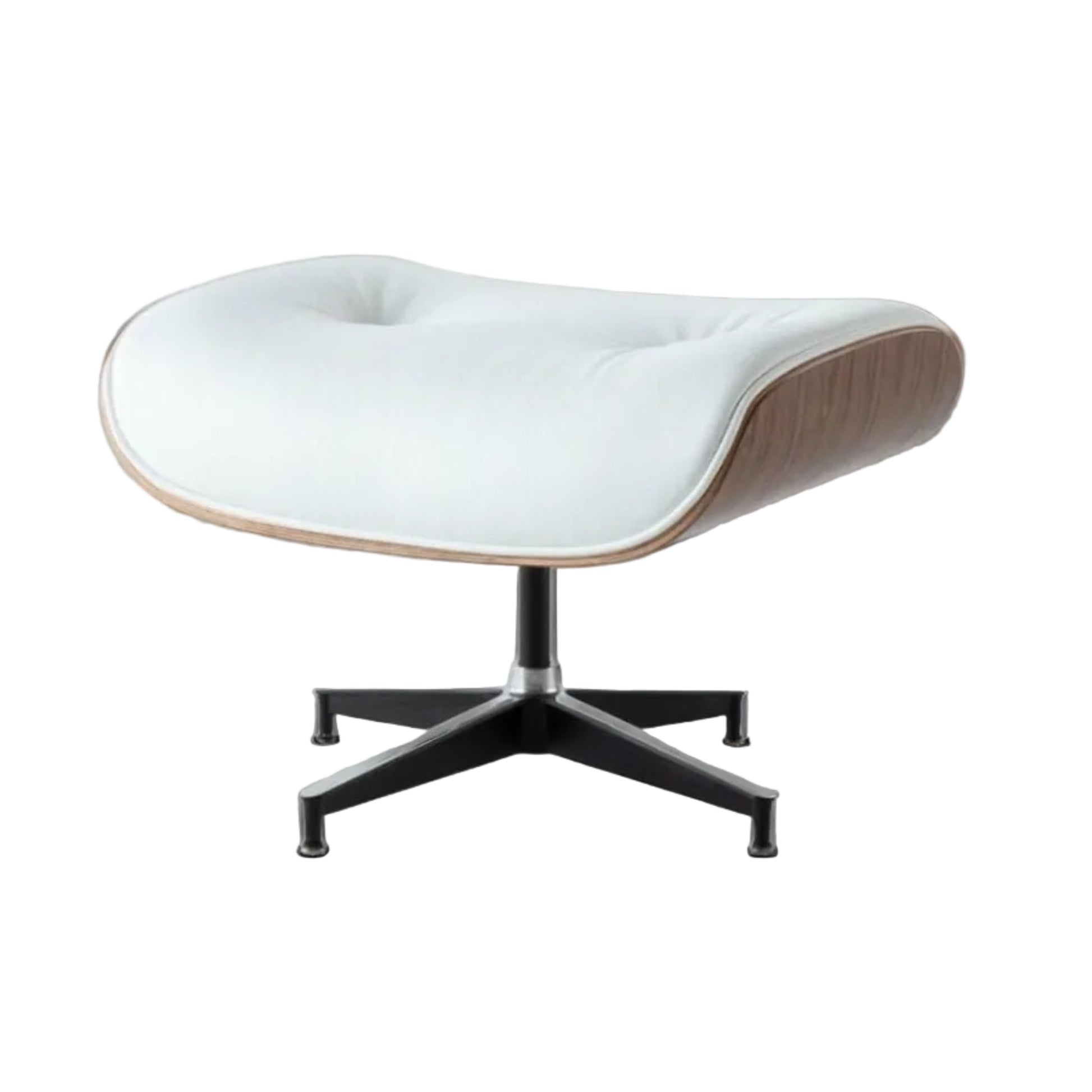 Charles Eames Inspired Mid-Century Iconic Lounge Chair & Ottoman - Walnut Wood & White - Aura Furnitures