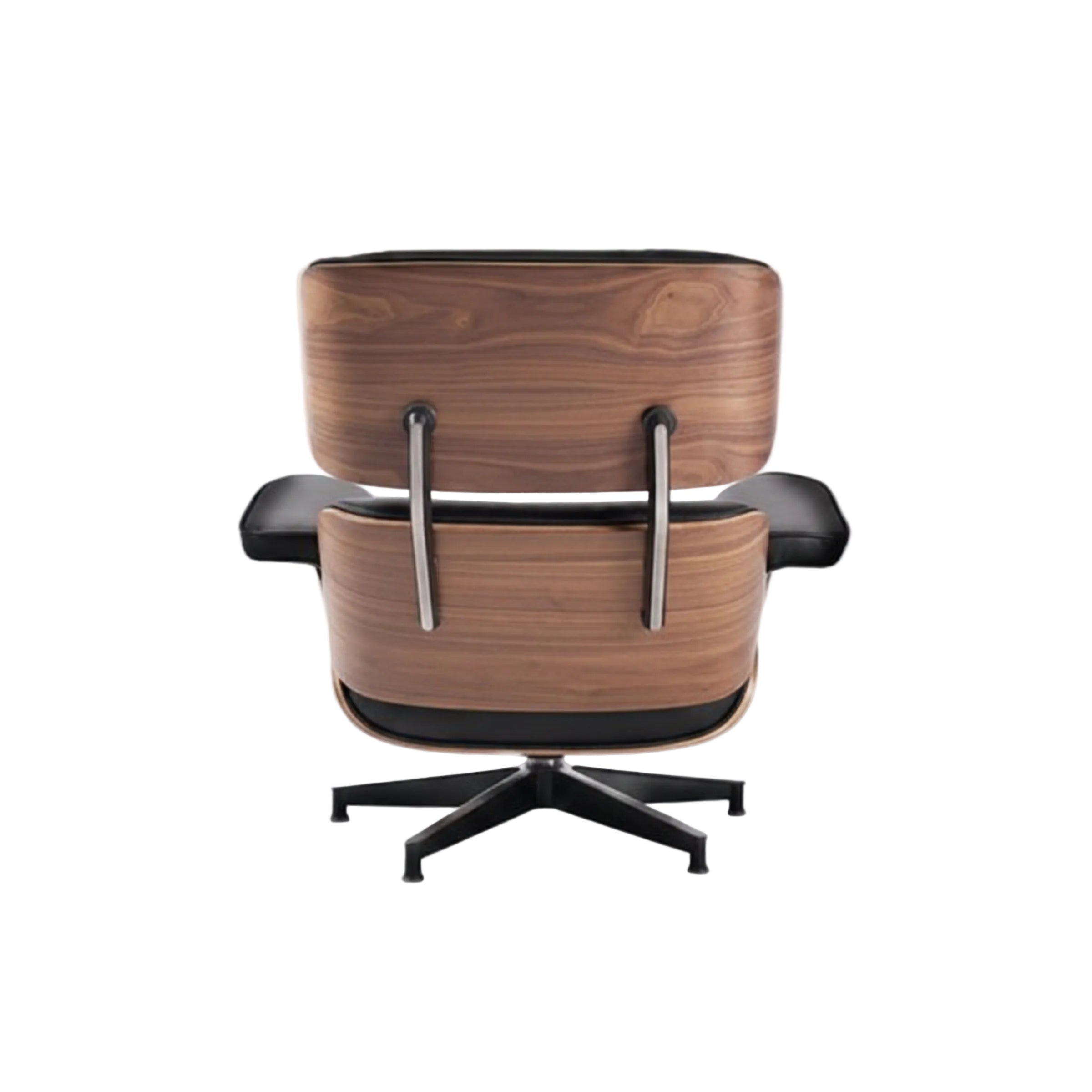 Charles Eames Inspired Mid-Century Iconic Lounge Chair & Ottoman - Walnut Wood & White - Aura Furnitures