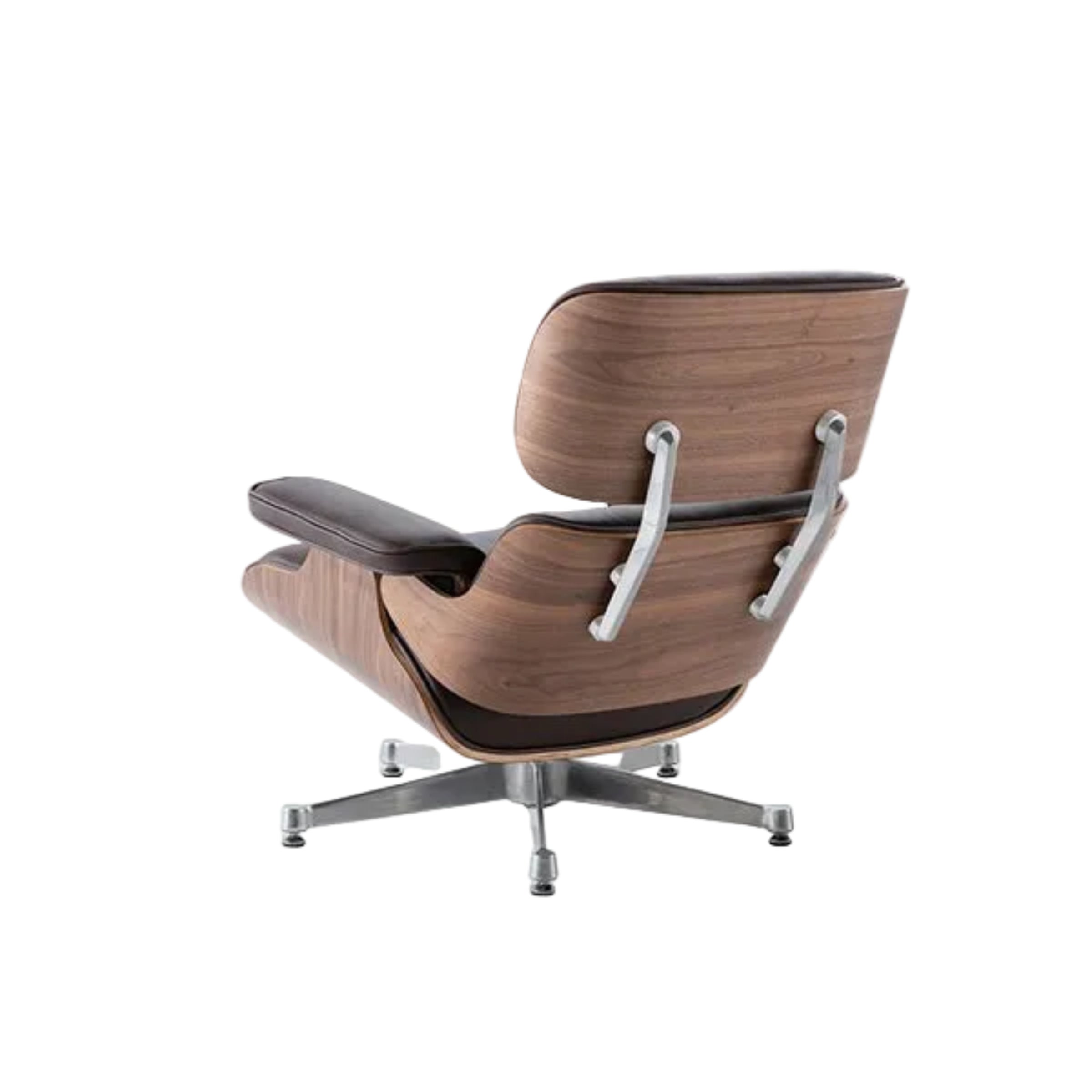 Charles Eames Inspired Mid-Century Iconic Lounge Chair & Ottoman - Walnut Wood & White - Aura Furnitures