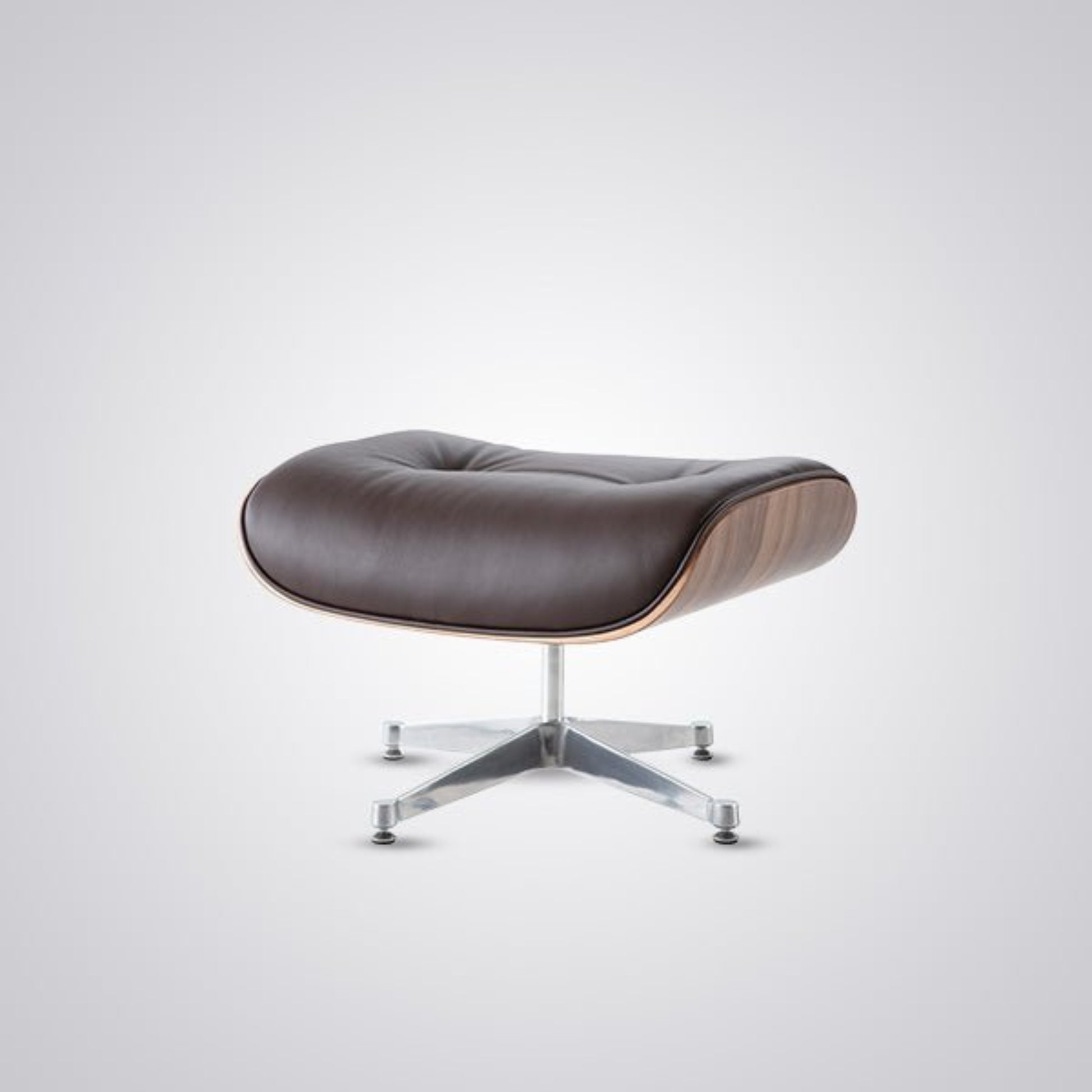 Charles Eames Inspired Mid-Century Iconic Lounge Chair & Ottoman - Walnut Wood & White - Aura Furnitures