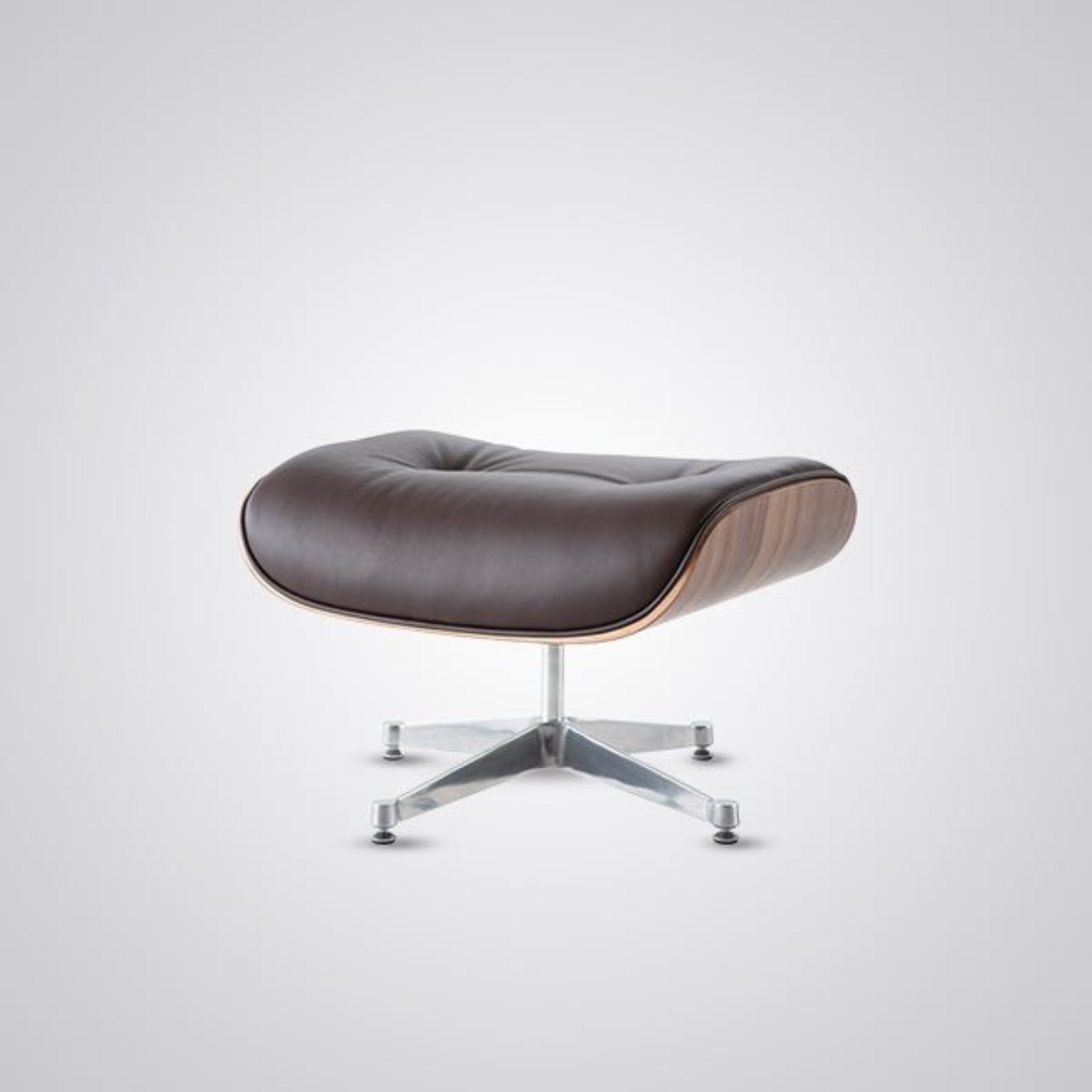 Charles Eames Inspired Mid-Century Iconic Lounge Chair & Ottoman - Walnut Wood & White - Aura Furnitures