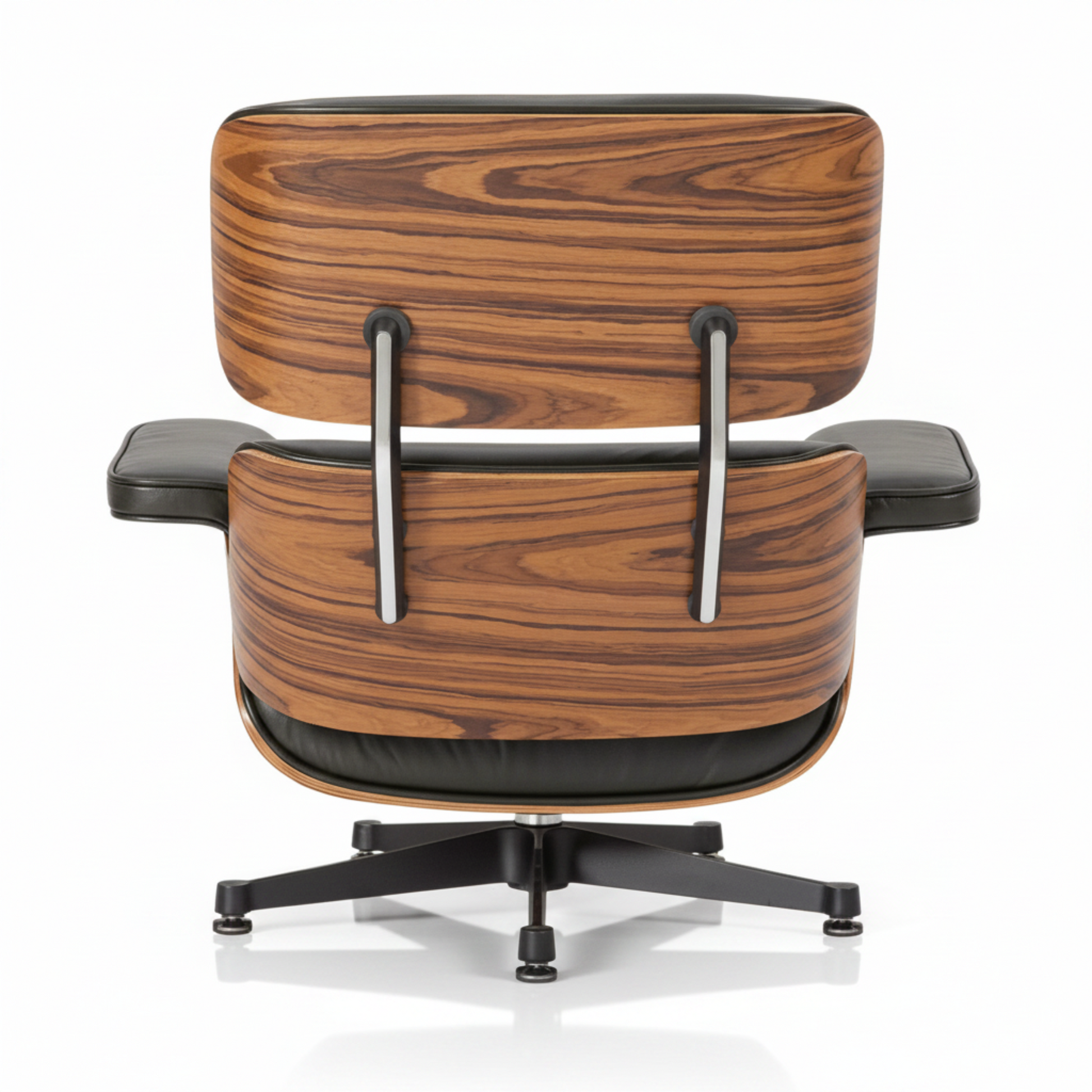 Charles Eames Inspired Mid-Century Lounge Chair & Ottoman in Waxed Green Leather in Rose Wood - Aura Furnitures