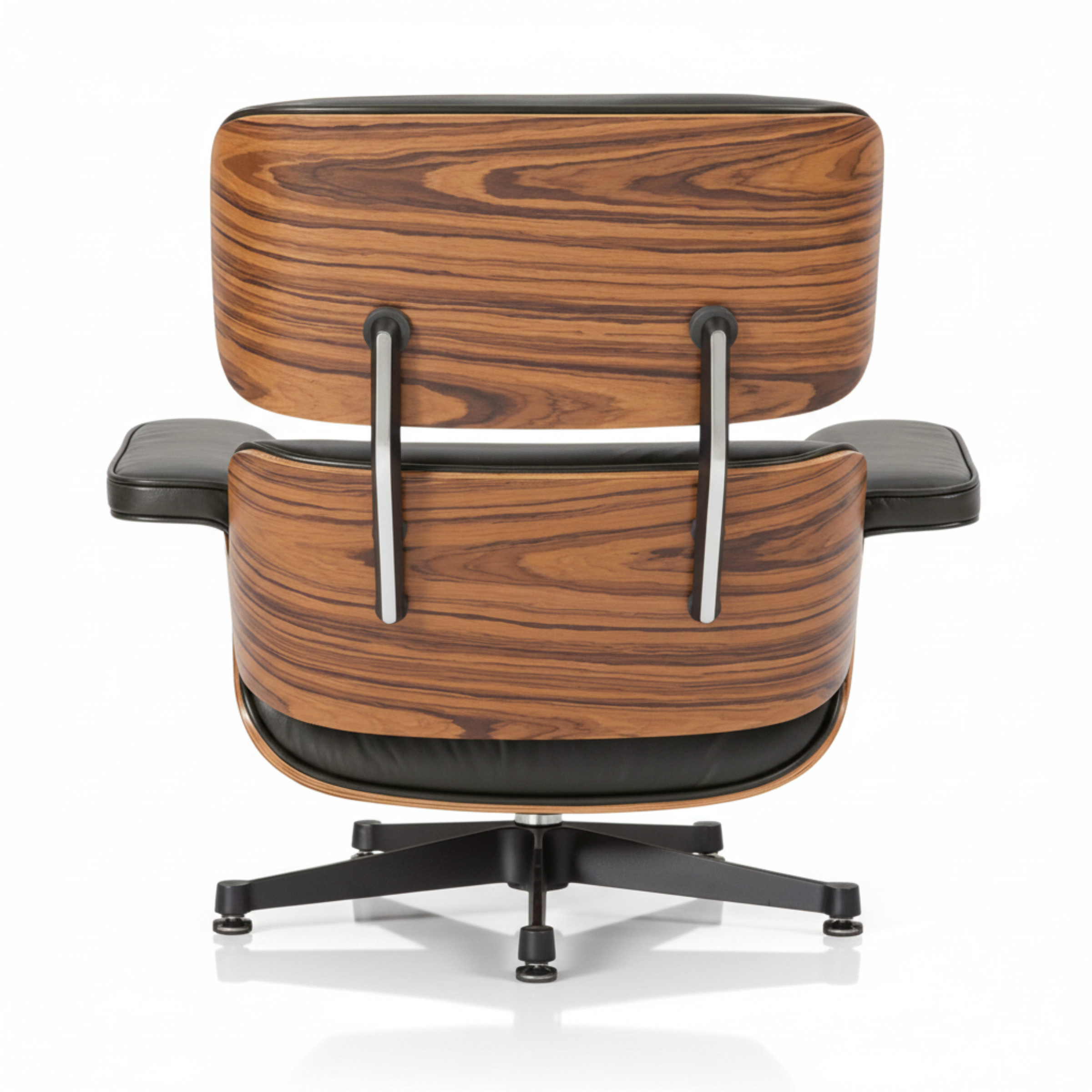 Charles Eames Inspired Mid-Century Lounge Chair & Ottoman in Waxed Green Leather in Rose Wood - Aura Furnitures