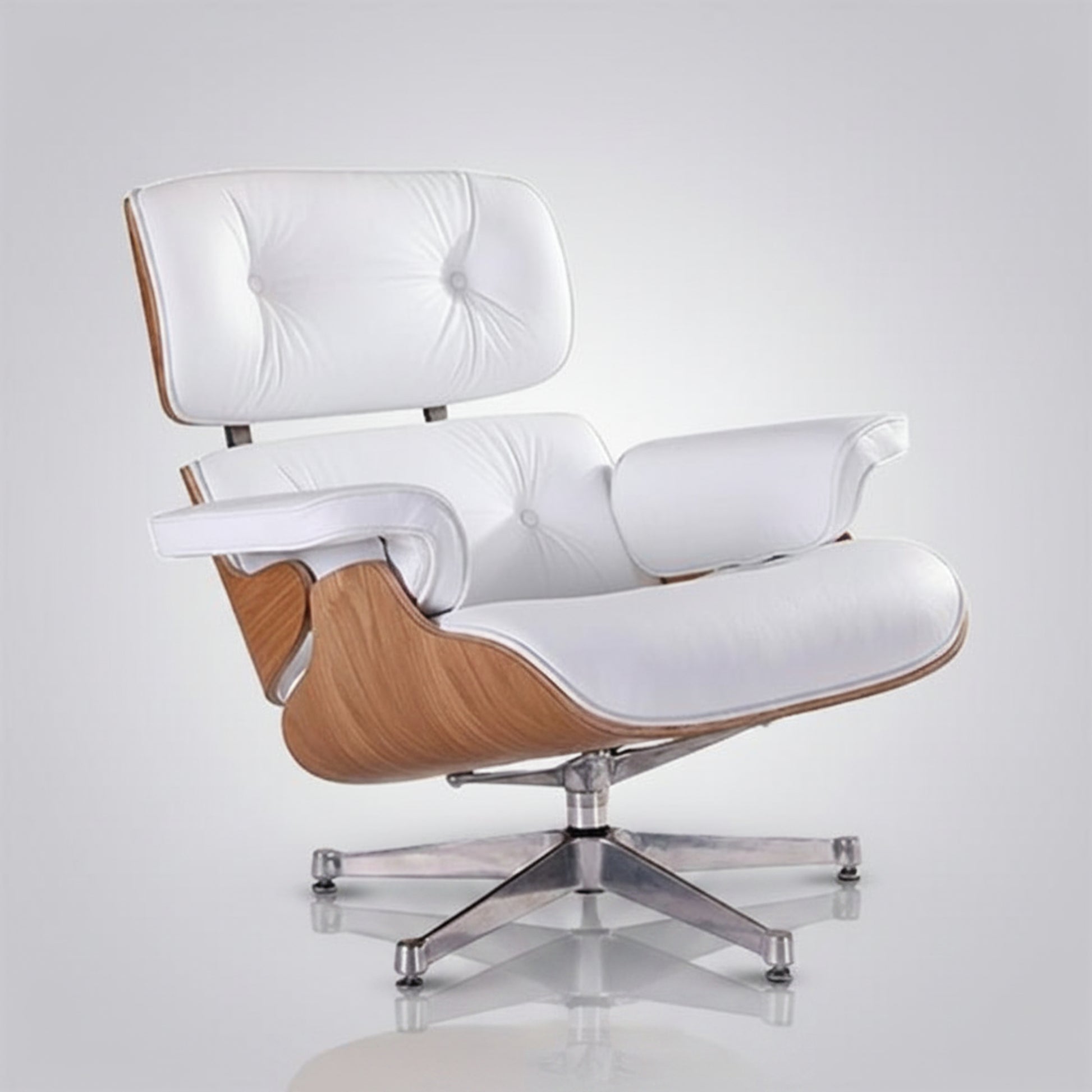 Charles Eames Inspired Mid-Century Lounge Chair & Ottoman Italian Leather - Ash Wood - Aura Furnitures