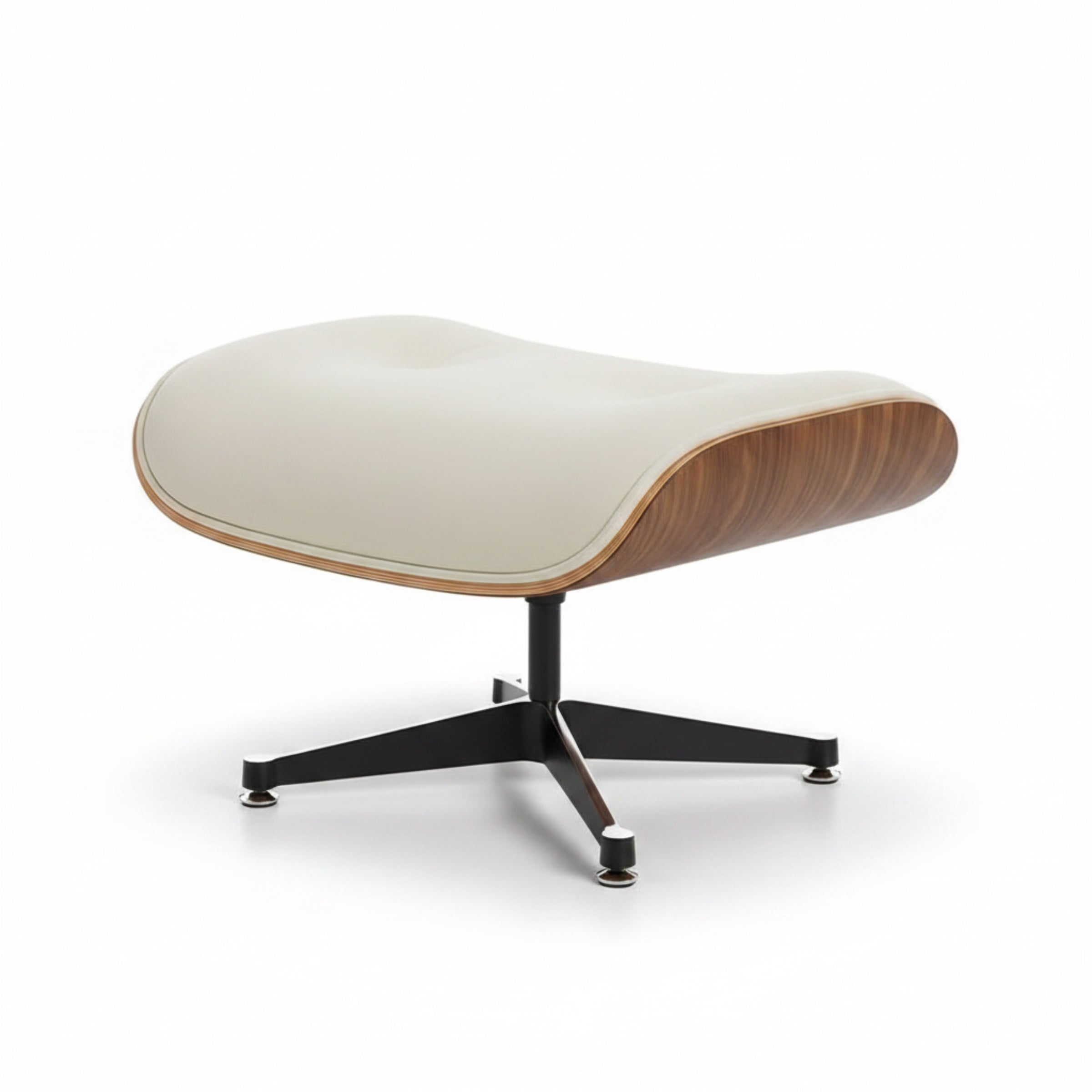 Charles Eames Inspired Mid-Century Lounge Chair & Ottoman Set in Walnut Ivory - Aura Furnitures