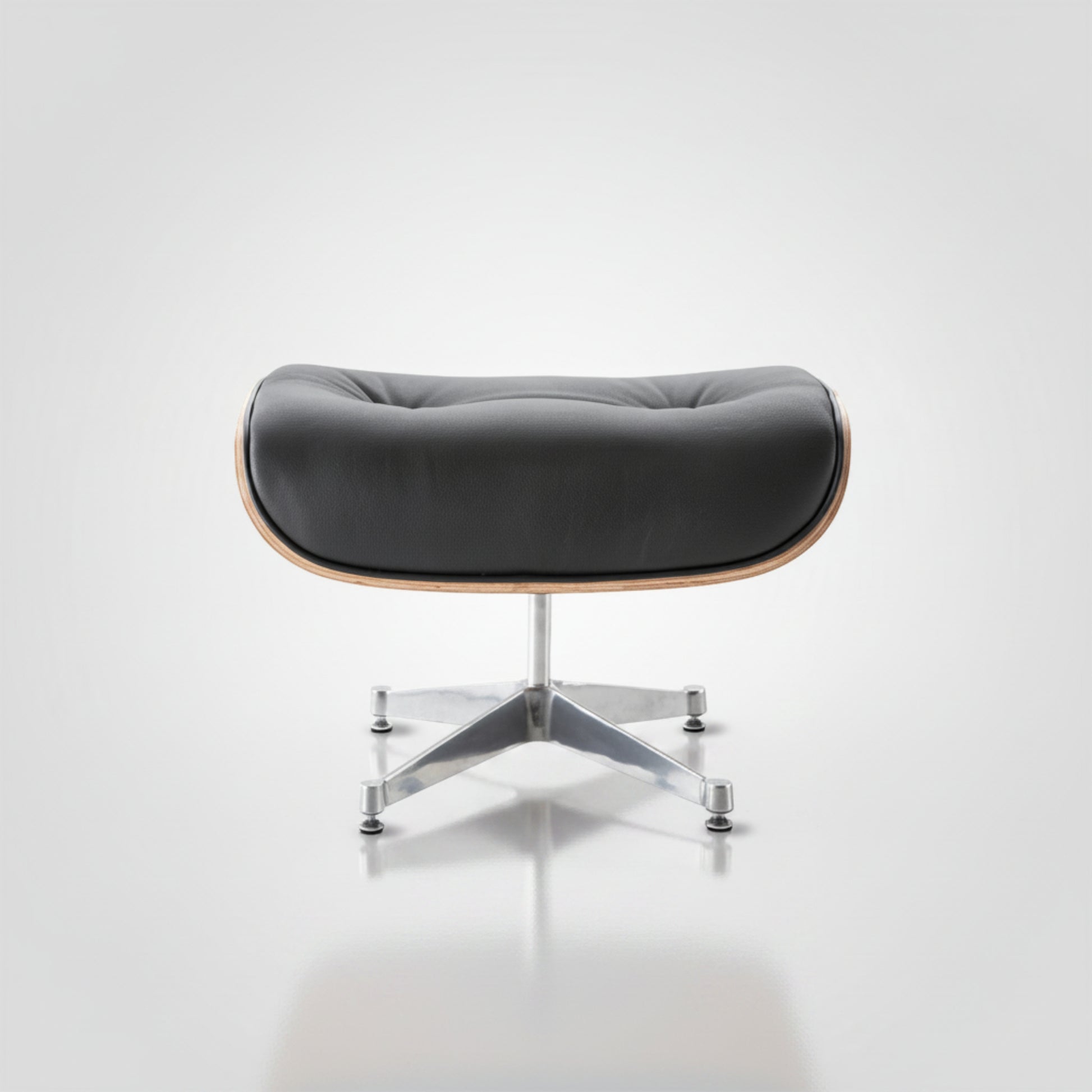 Charles Eames Inspired Mid-Century Lounge Chair With Ottoman Italian Leather - Rose Wood - Aura Furnitures