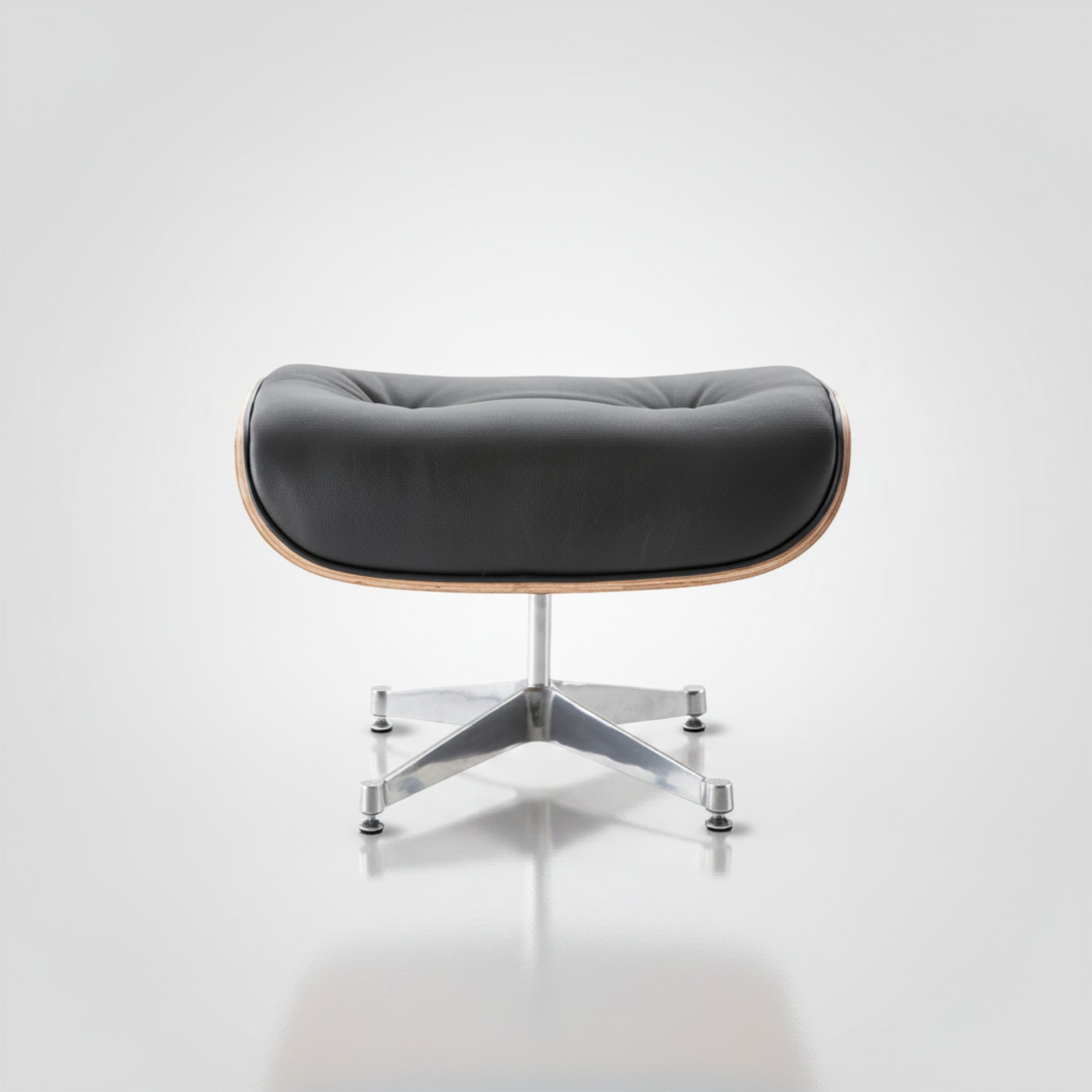 Charles Eames Inspired Mid-Century Lounge Chair With Ottoman Italian Leather - Rose Wood - Aura Furnitures