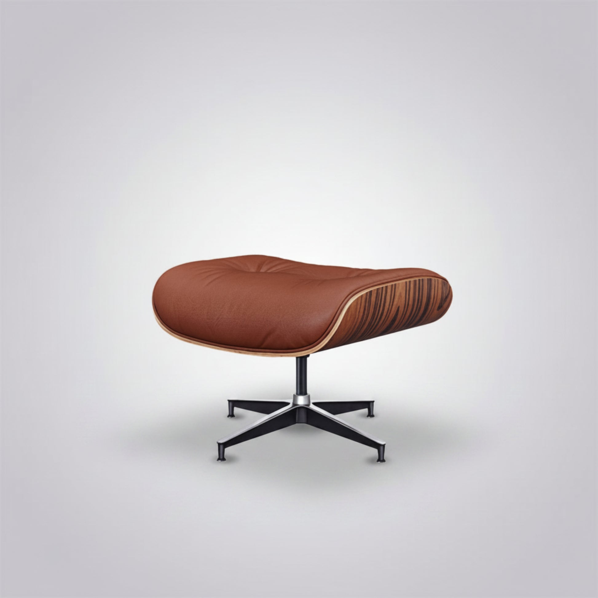 Charles Eames Inspired Mid-Century Lounge Chair With Ottoman Italian Leather - Rose Wood - Aura Furnitures