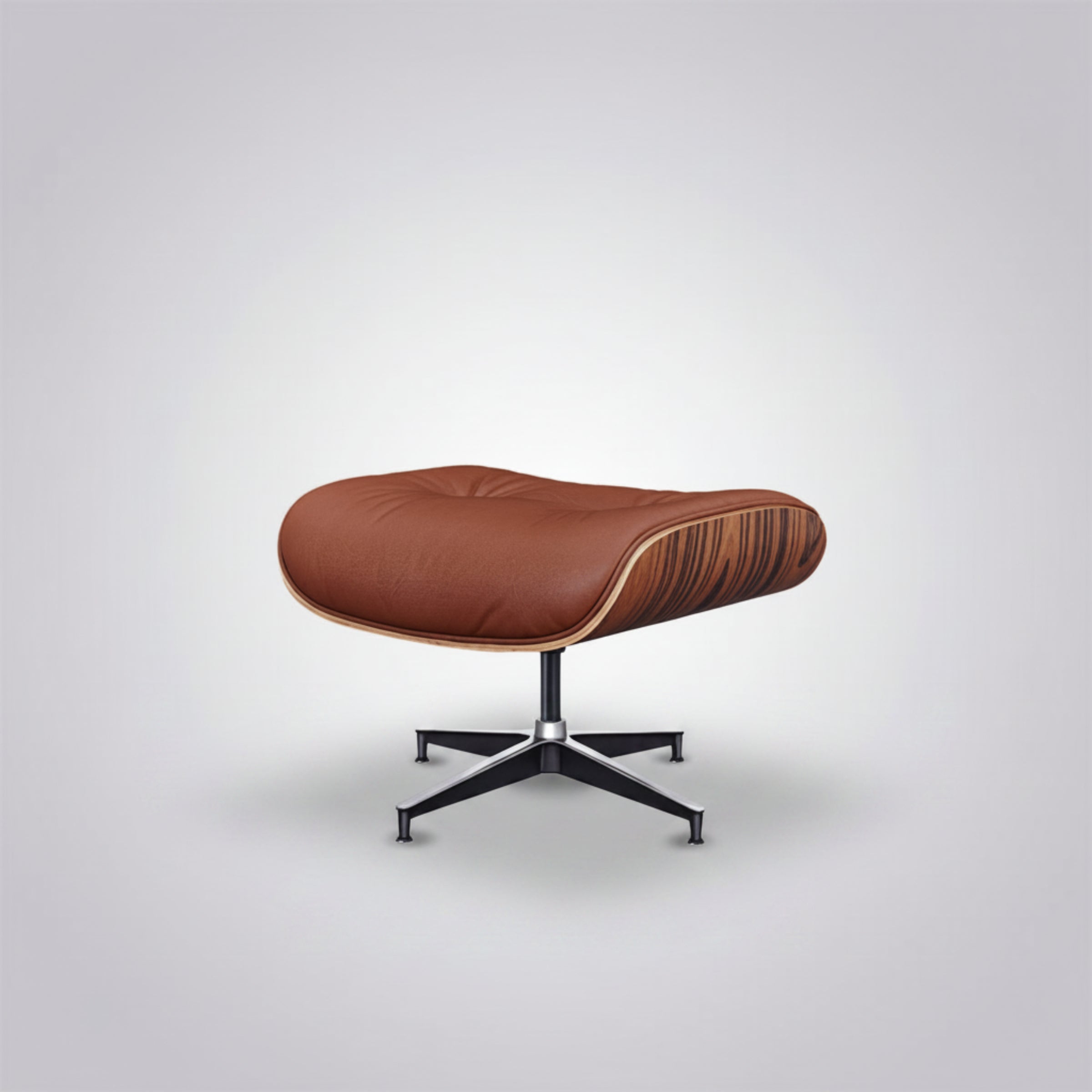 Charles Eames Inspired Mid-Century Lounge Chair With Ottoman Italian Leather - Rose Wood - Aura Furnitures