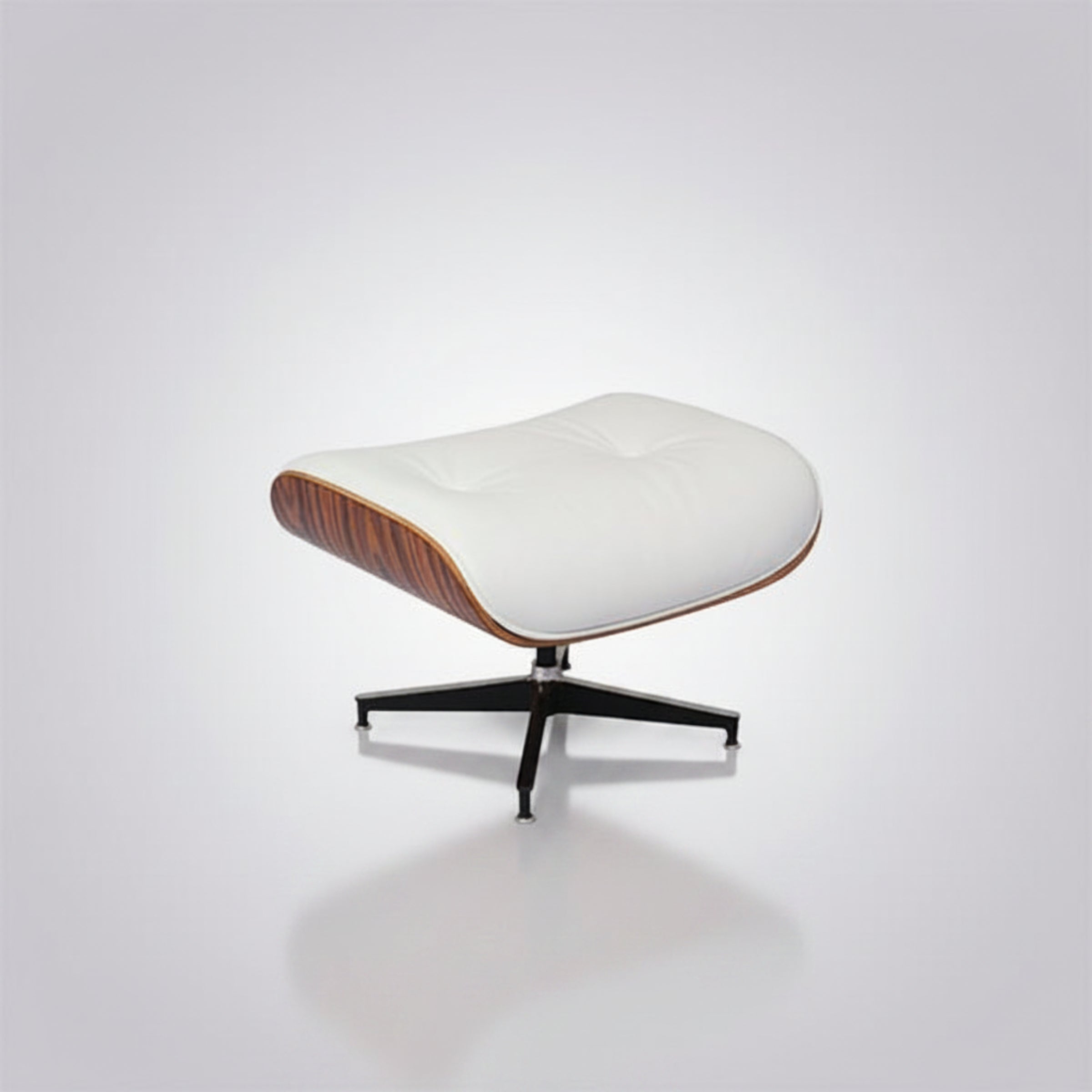 Charles Eames Inspired Mid-Century Lounge Chair With Ottoman Italian Leather - Rose Wood - Aura Furnitures