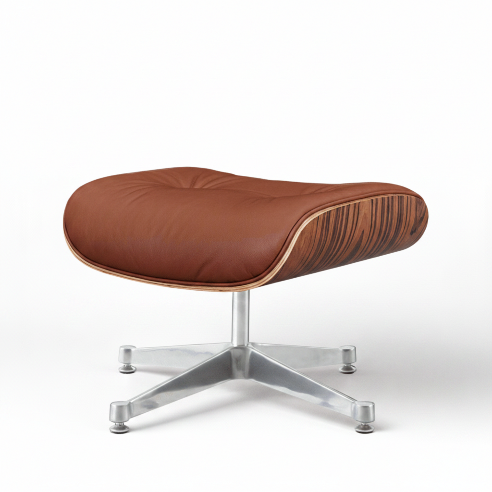 Charles Eames Inspired Mid-Century Lounge Chair With Ottoman Italian Leather - Rose Wood - Aura Furnitures