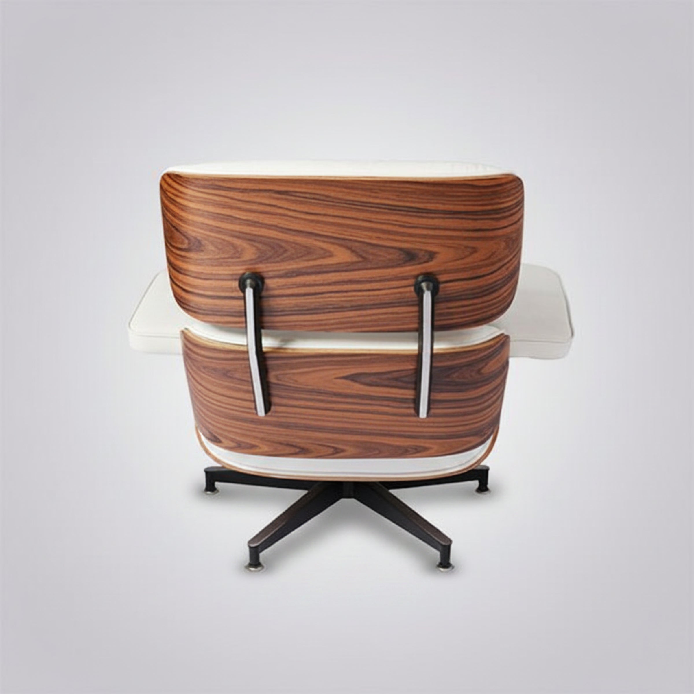 Charles Eames Inspired Mid-Century Lounge Chair With Ottoman Italian Leather - Rose Wood - Aura Furnitures