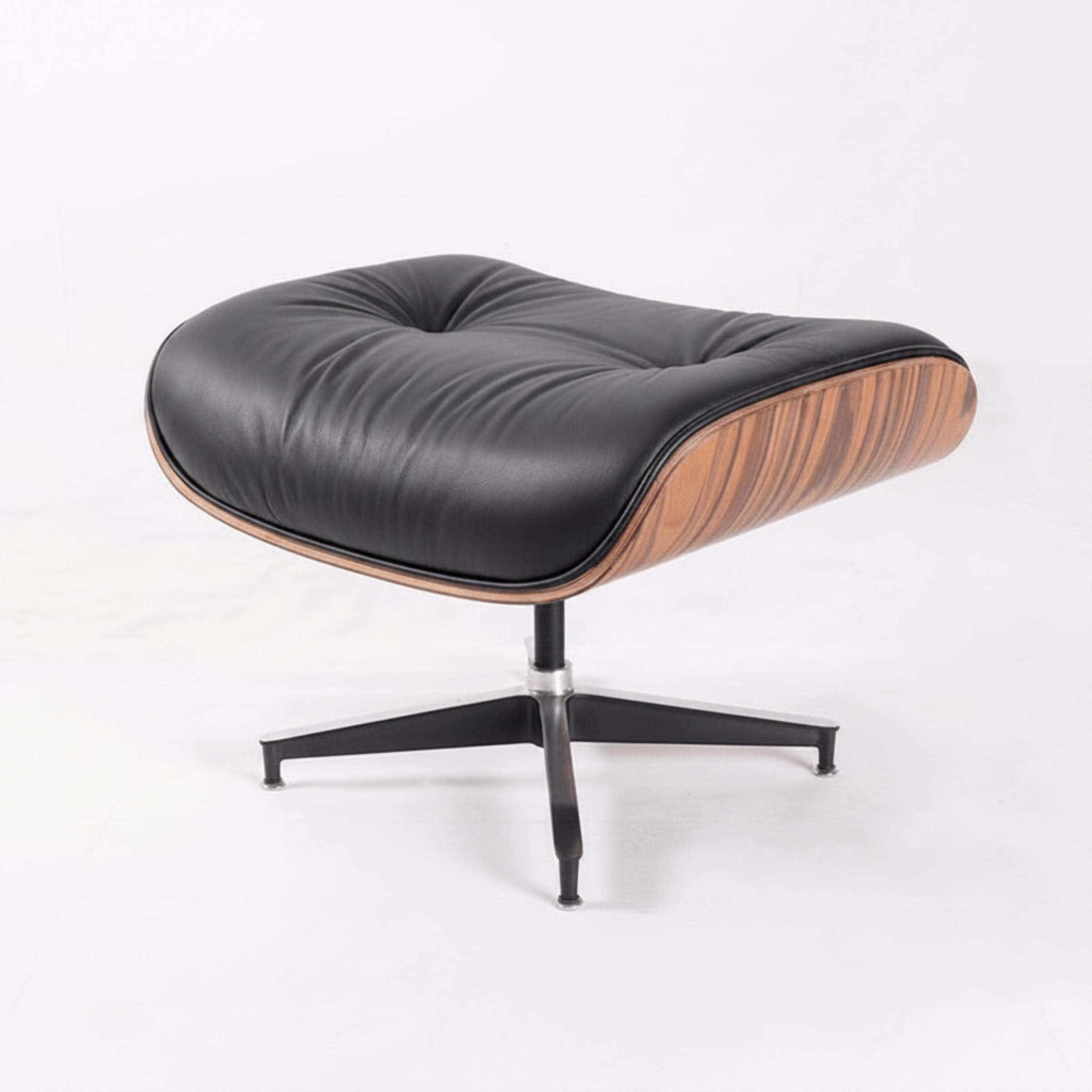 Charles Eames Inspired Mid-Century Lounge Chair With Ottoman Italian Leather - Rose Wood - Aura Furnitures