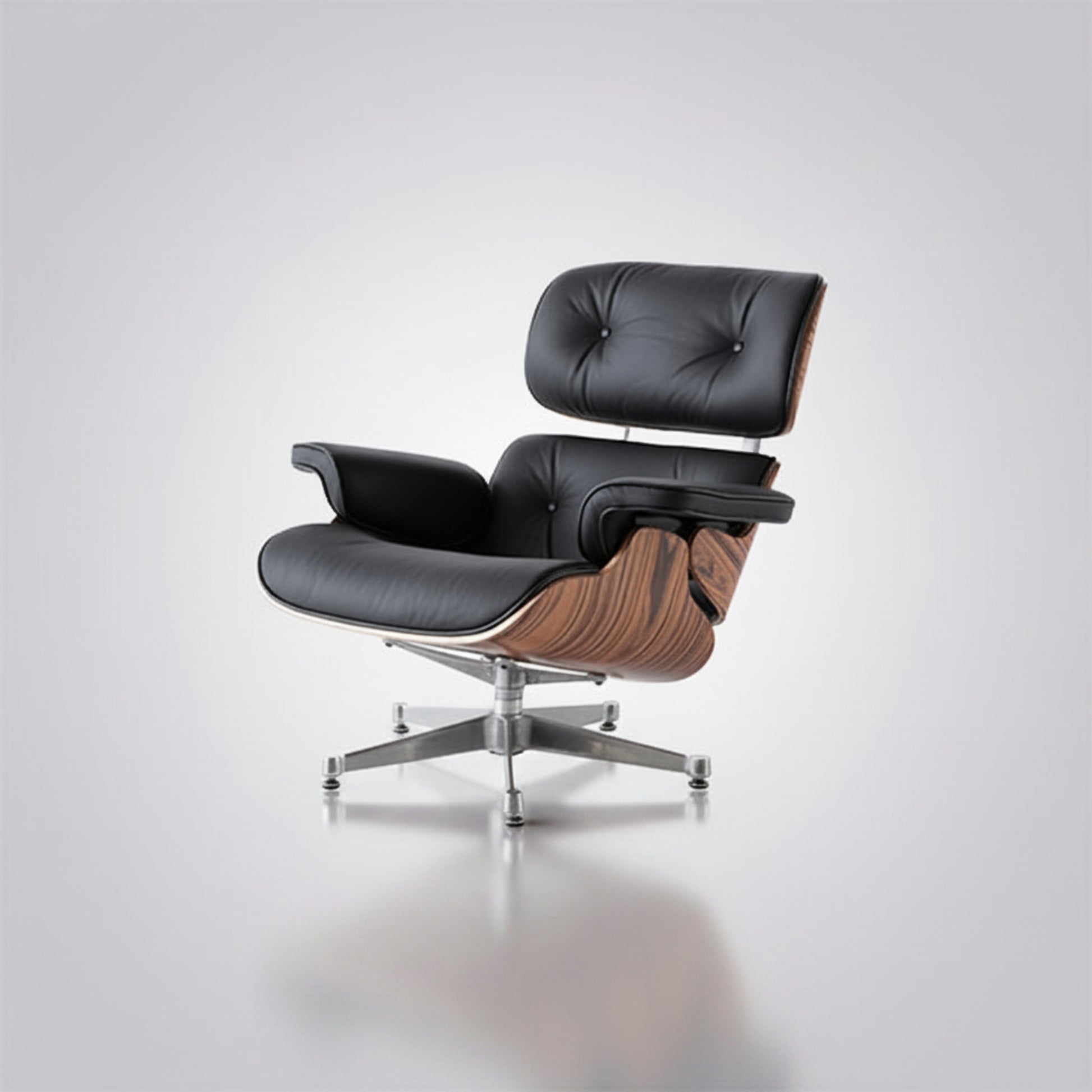 Charles Eames Inspired Mid-Century Lounge Chair With Ottoman Italian Leather - Rose Wood - Aura Furnitures