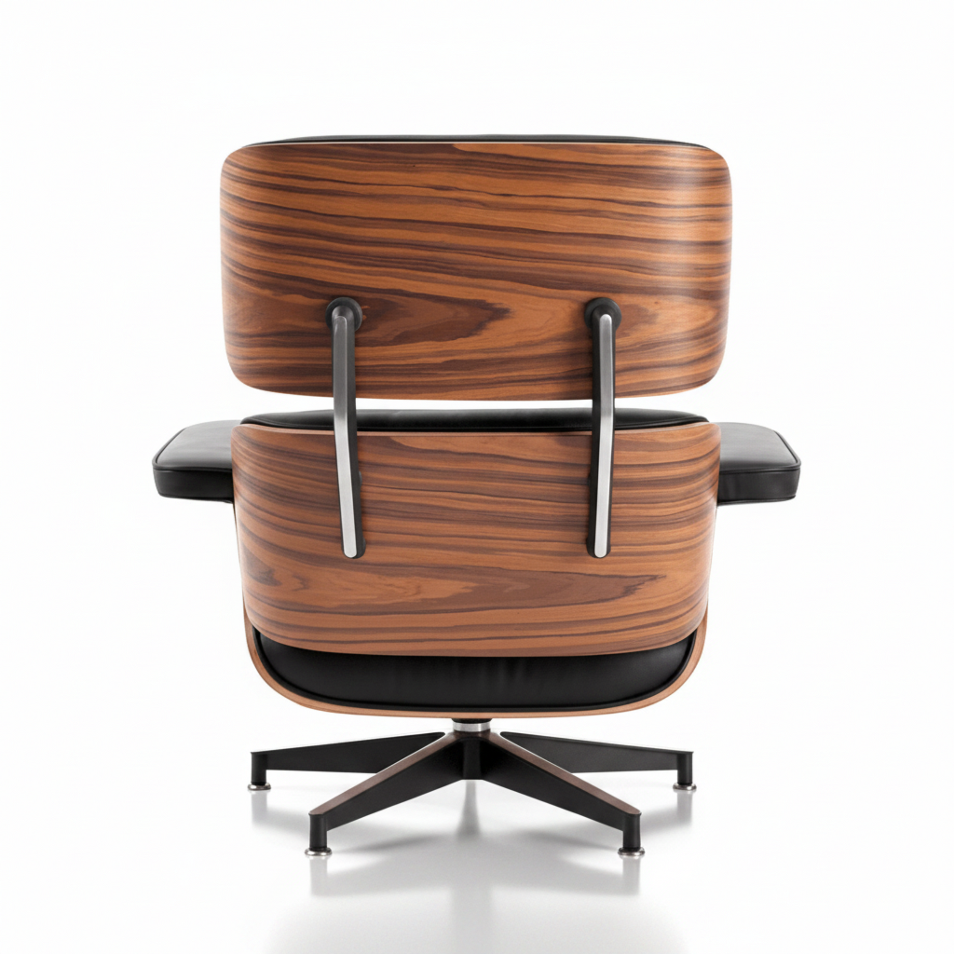 Charles Eames Inspired Mid-Century Lounge Chair With Ottoman Italian Leather - Rose Wood - Aura Furnitures