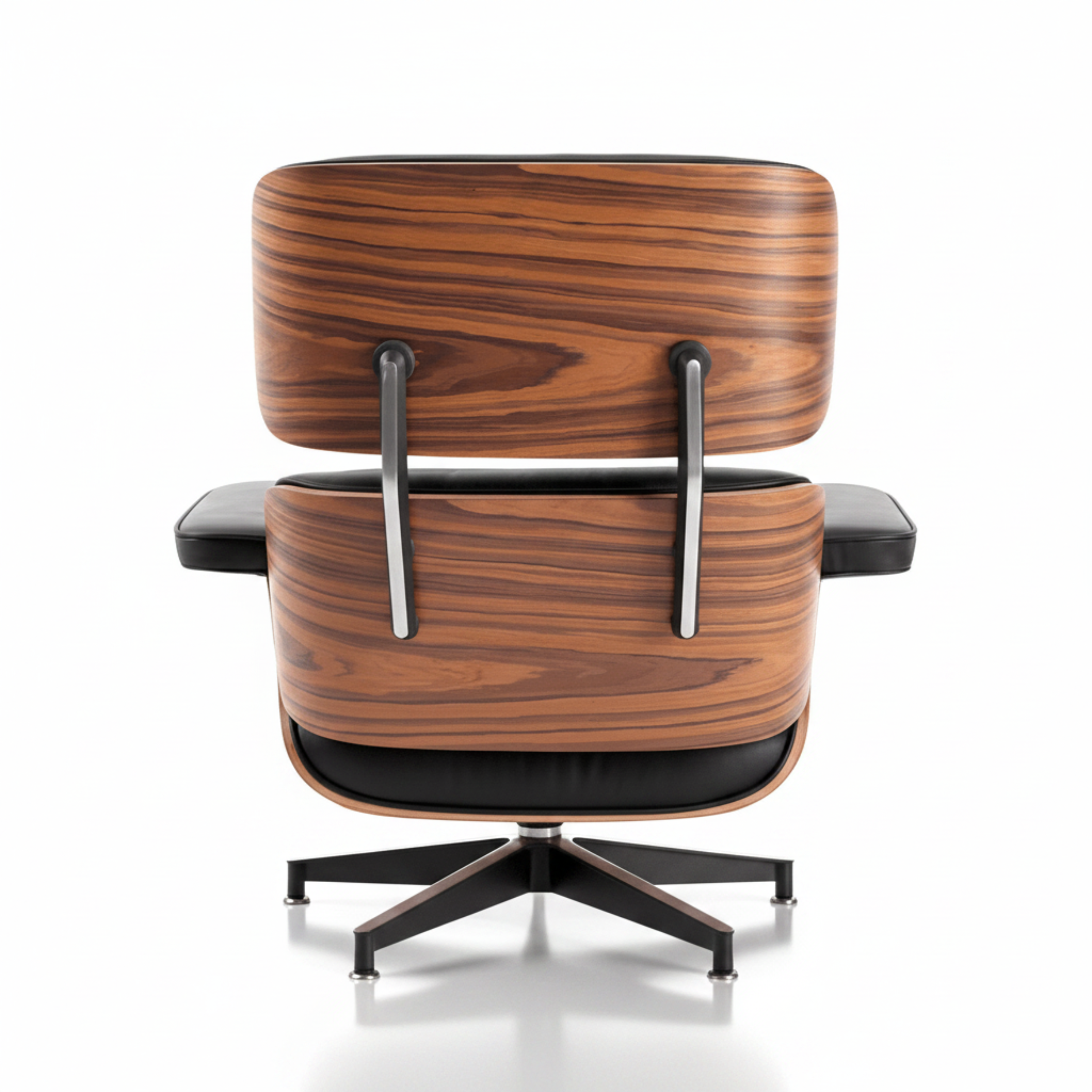 Charles Eames Inspired Mid-Century Lounge Chair With Ottoman Italian Leather - Rose Wood - Aura Furnitures