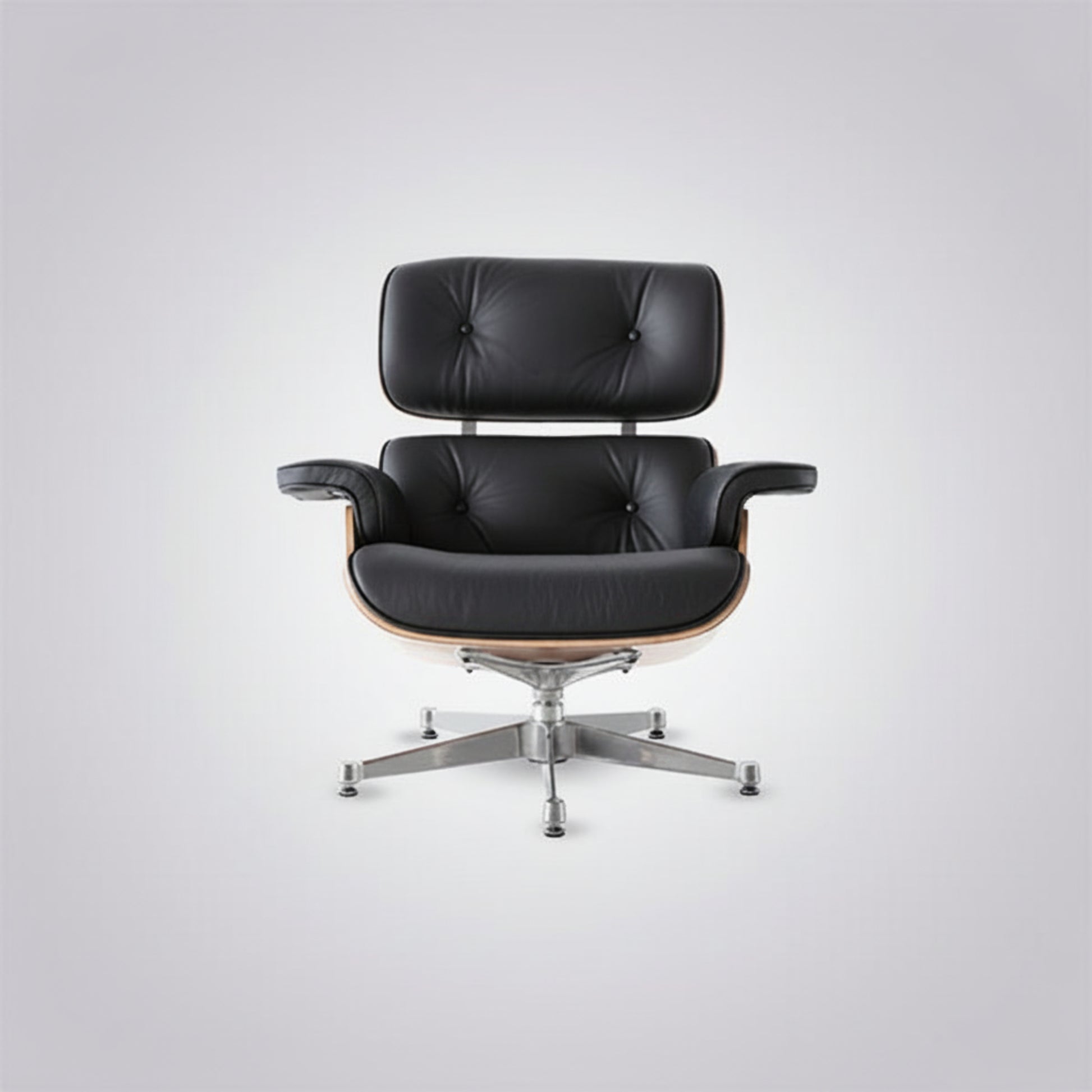 Charles Eames Inspired Mid-Century Lounge Chair With Ottoman Italian Leather - Rose Wood - Aura Furnitures