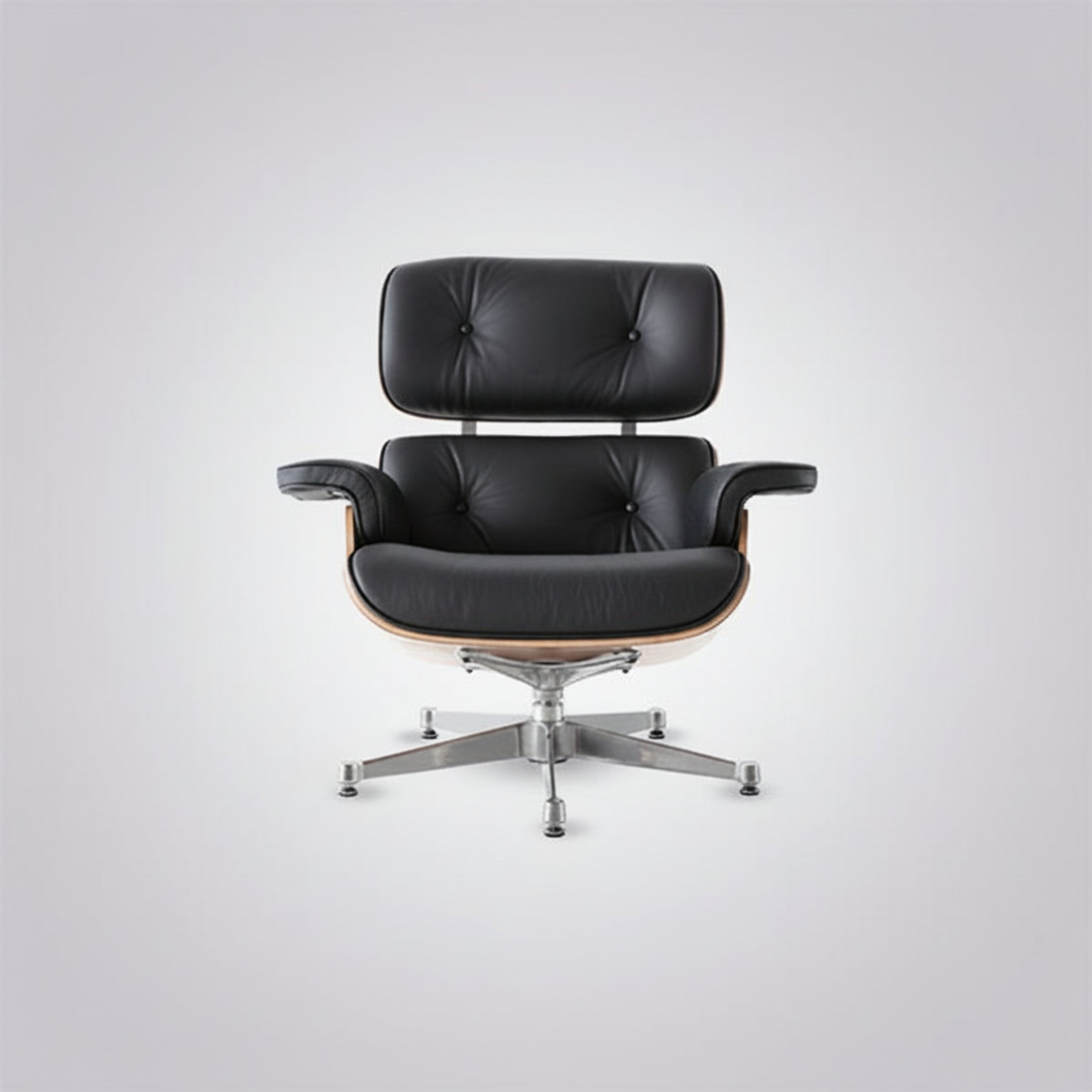 Charles Eames Inspired Mid-Century Lounge Chair With Ottoman Italian Leather - Rose Wood - Aura Furnitures