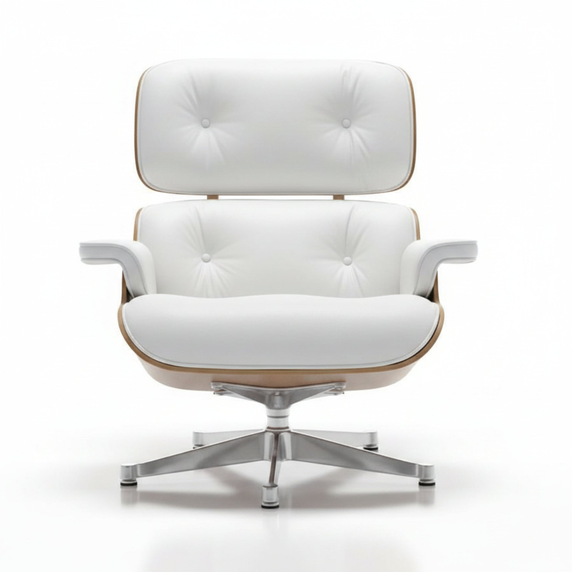 Charles Eames Inspired Mid-Century Lounge Chair With Ottoman Italian Leather - Rose Wood - Aura Furnitures