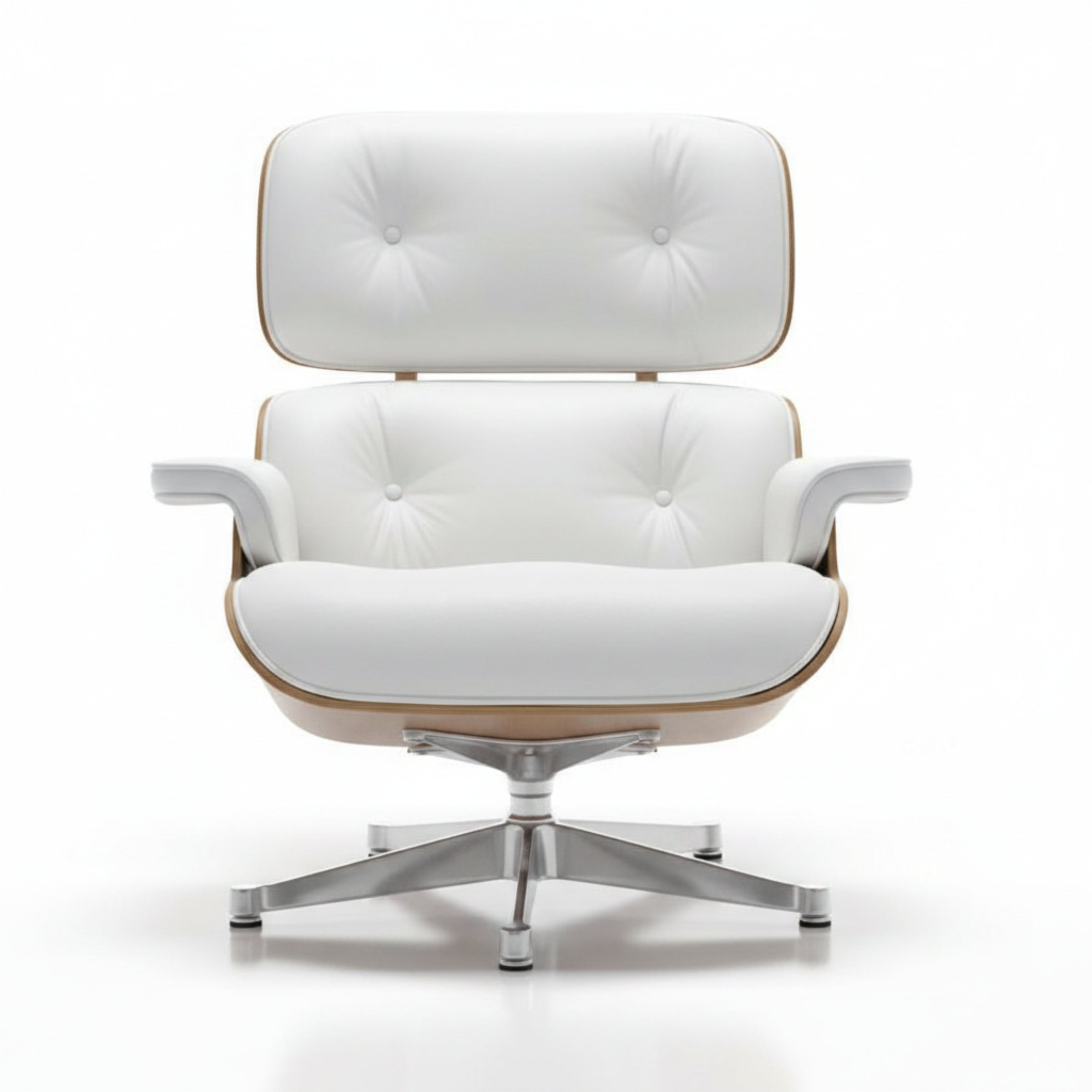 Charles Eames Inspired Mid-Century Lounge Chair With Ottoman Italian Leather - Rose Wood - Aura Furnitures